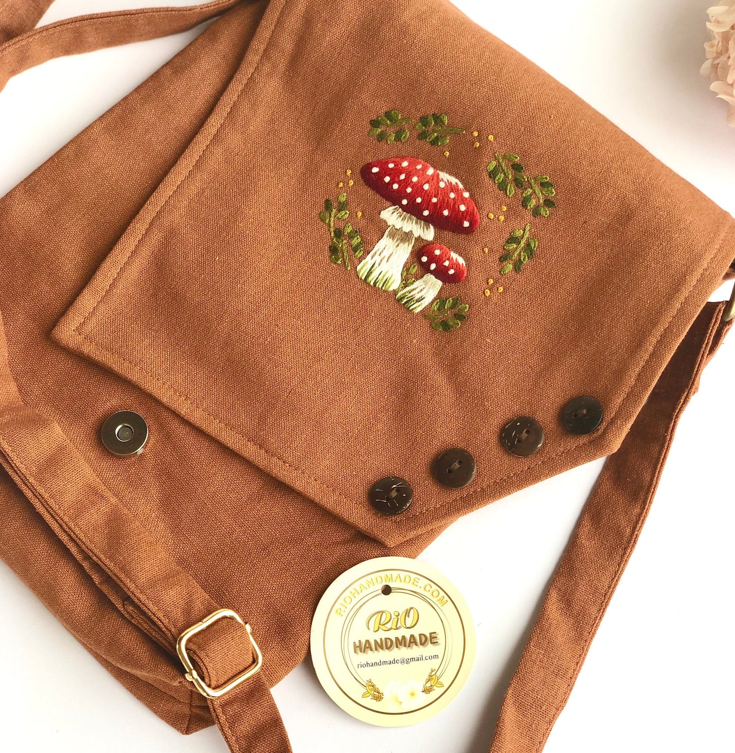Hand Embroidered Linen Crossbody Bag, Linen Bag, Crossbody Bag