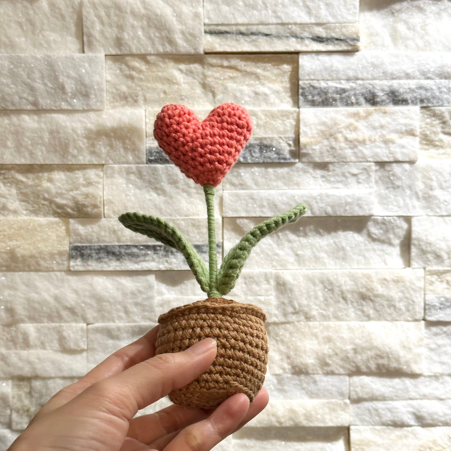 Ready To Ship, Handmade Heart In The Pot Crochet, Crochet Heart , Amigurumi Heart, Heart Decor, Potted Heart