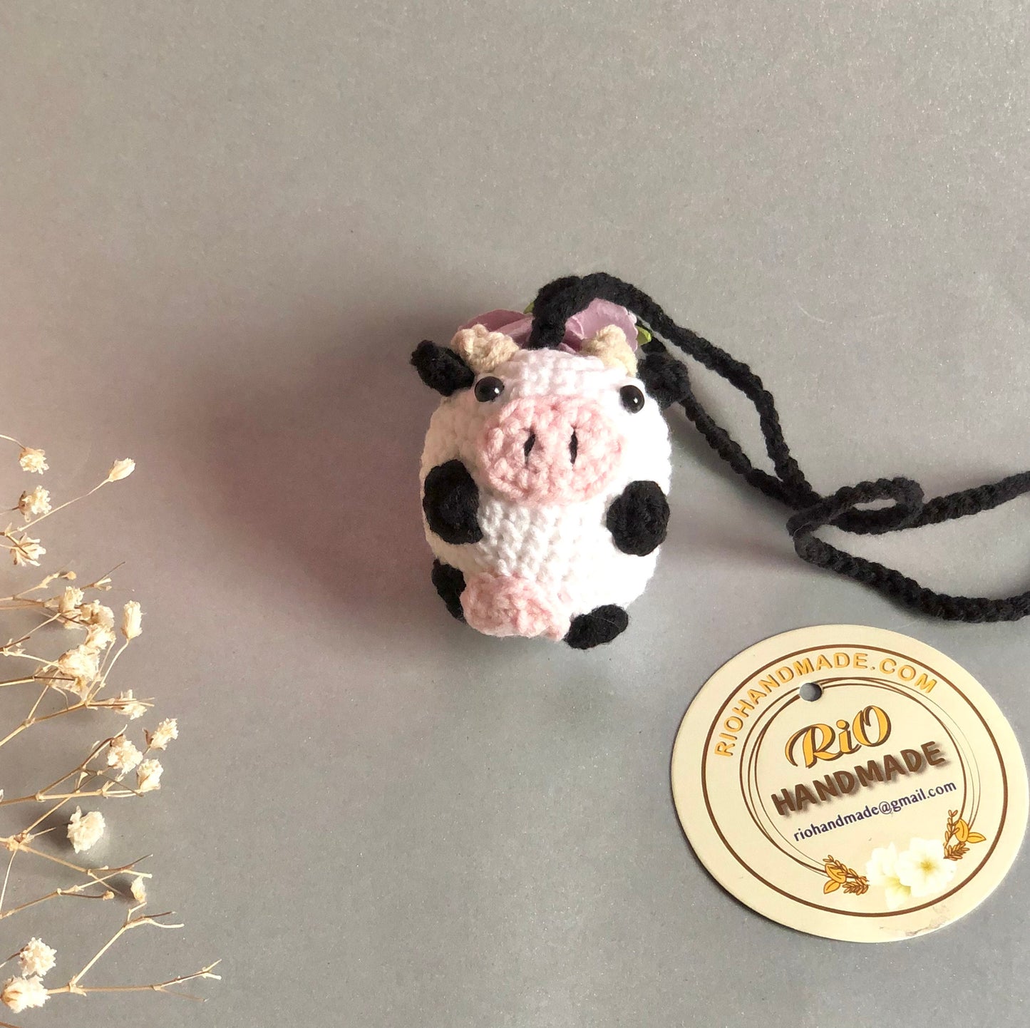 Handmade keychain cow, car rear view mirror hanging, cow keychain, plushie toy, cute gift