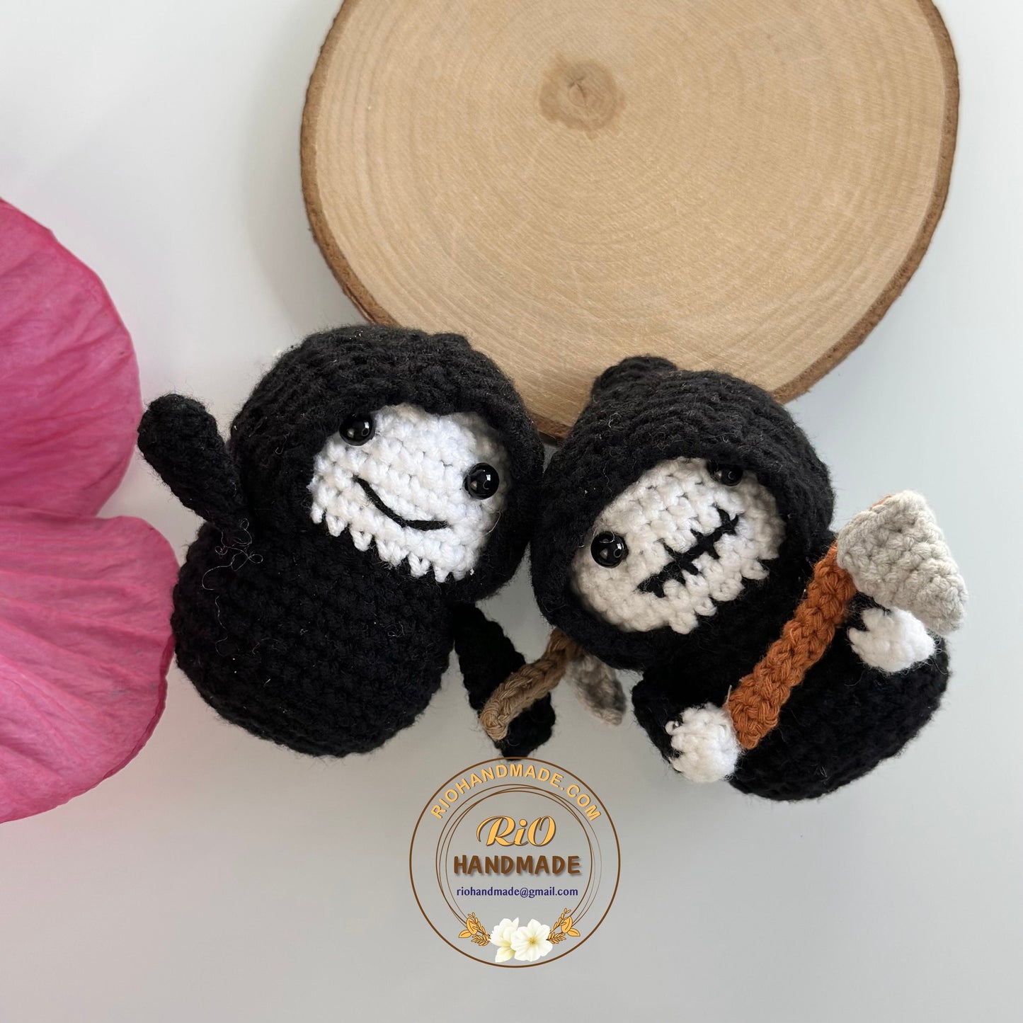 Crochet Grim Reaper inspired, Keychain, Car Rear View Hanging, Gift for Halloween, Halloween gift, Handmade crochet