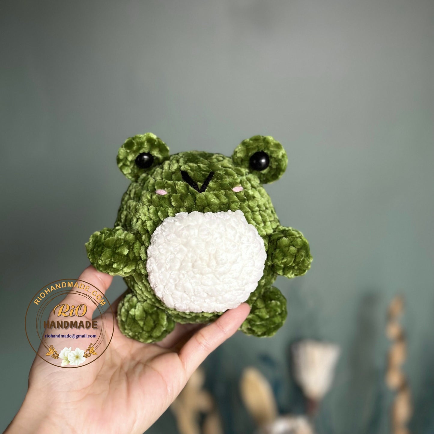Ready To Ship, Rio Handmade Velvet Frog, Cute Frog Plushie Crochet, Amigurumi Frog, Soft Toy For Kid