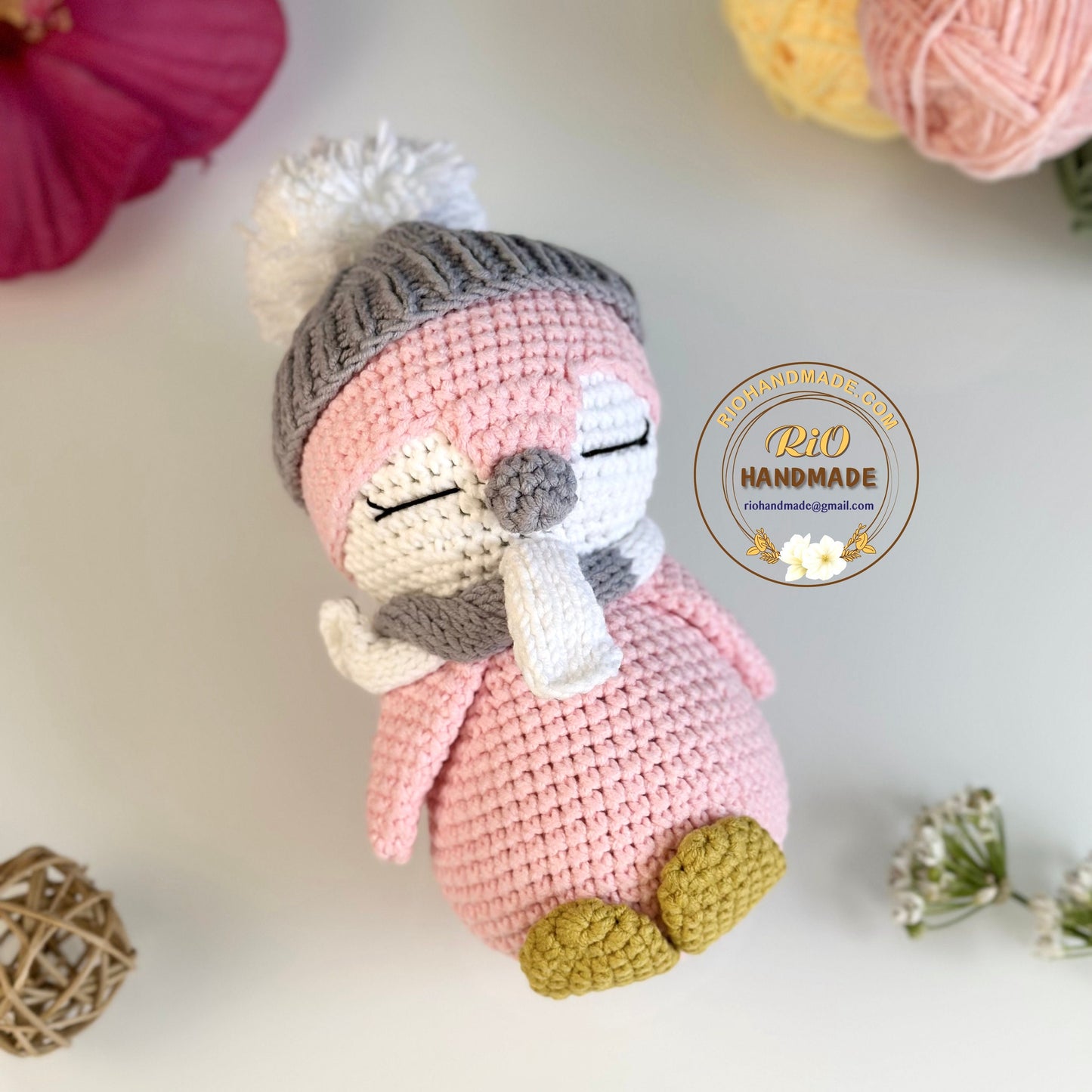 Baby Rattle, Crochet Penguin Rattle and Matching Toy, Animal Newborn Baby Rattle, Baby Crochet Rattle Gift, Baby Shower Gift