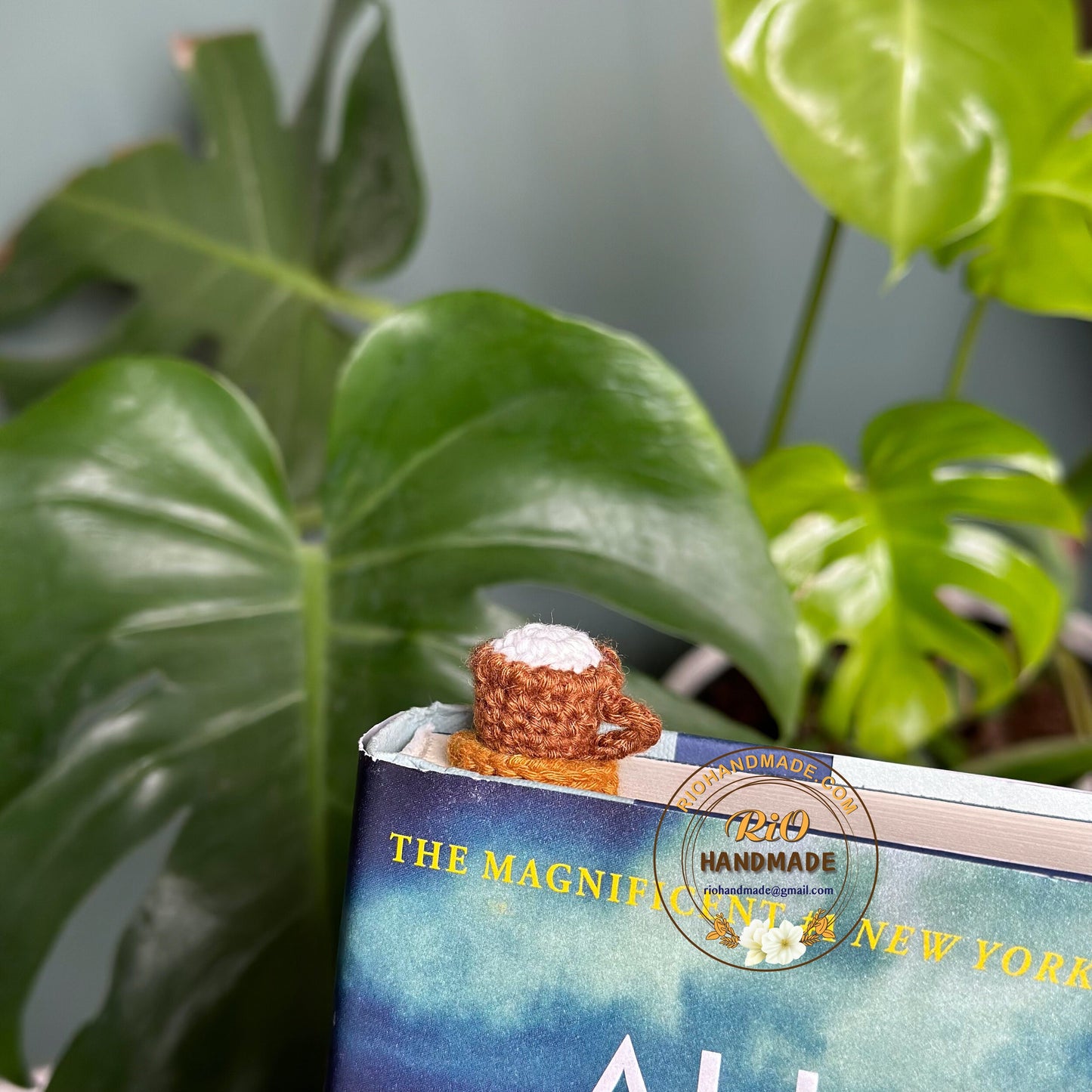 Ready To Ship, Rio Handmade Crochet Cup Of Coffe and Donut Bookmark, Gift For Teacher, Gift For Reading Lovers, Gift For Mom