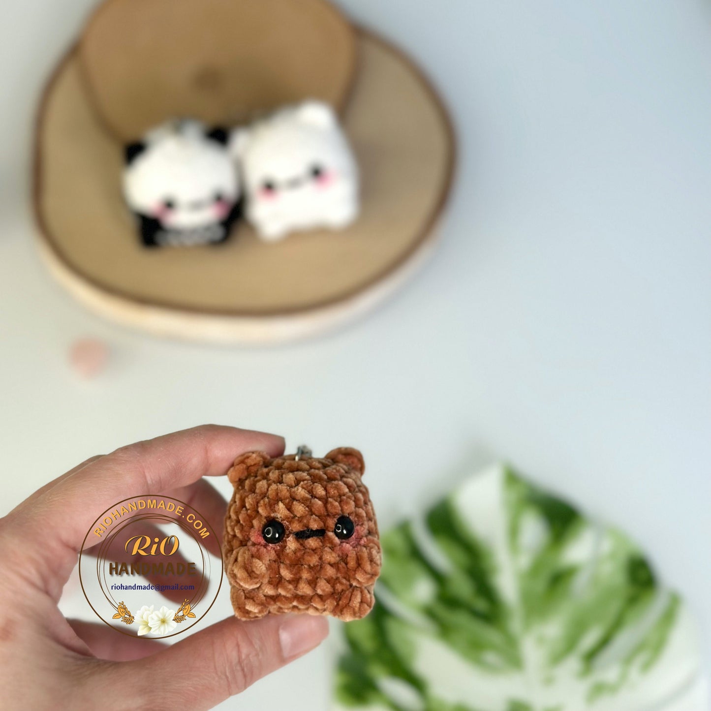 Handmade Chunky Bear Crochet Keychain, Cute Bear Keychain, Tiny Crochet Decoration, Lovely Crochet Bear Decor, Crochet Accessory