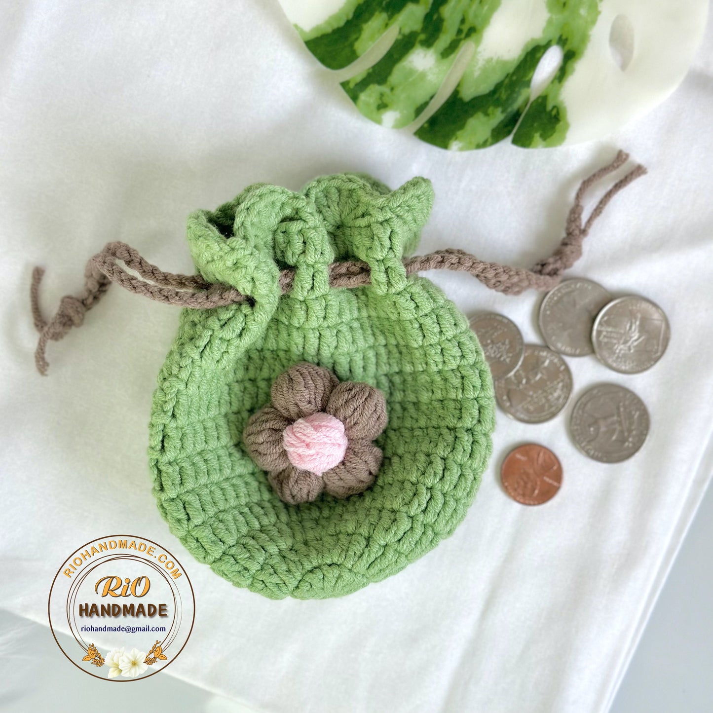 Rio Handmade Flower Pouch, Crochet Flower Pouch, Flower Purse, Cute Mini Coin Bag, Daily Pouch