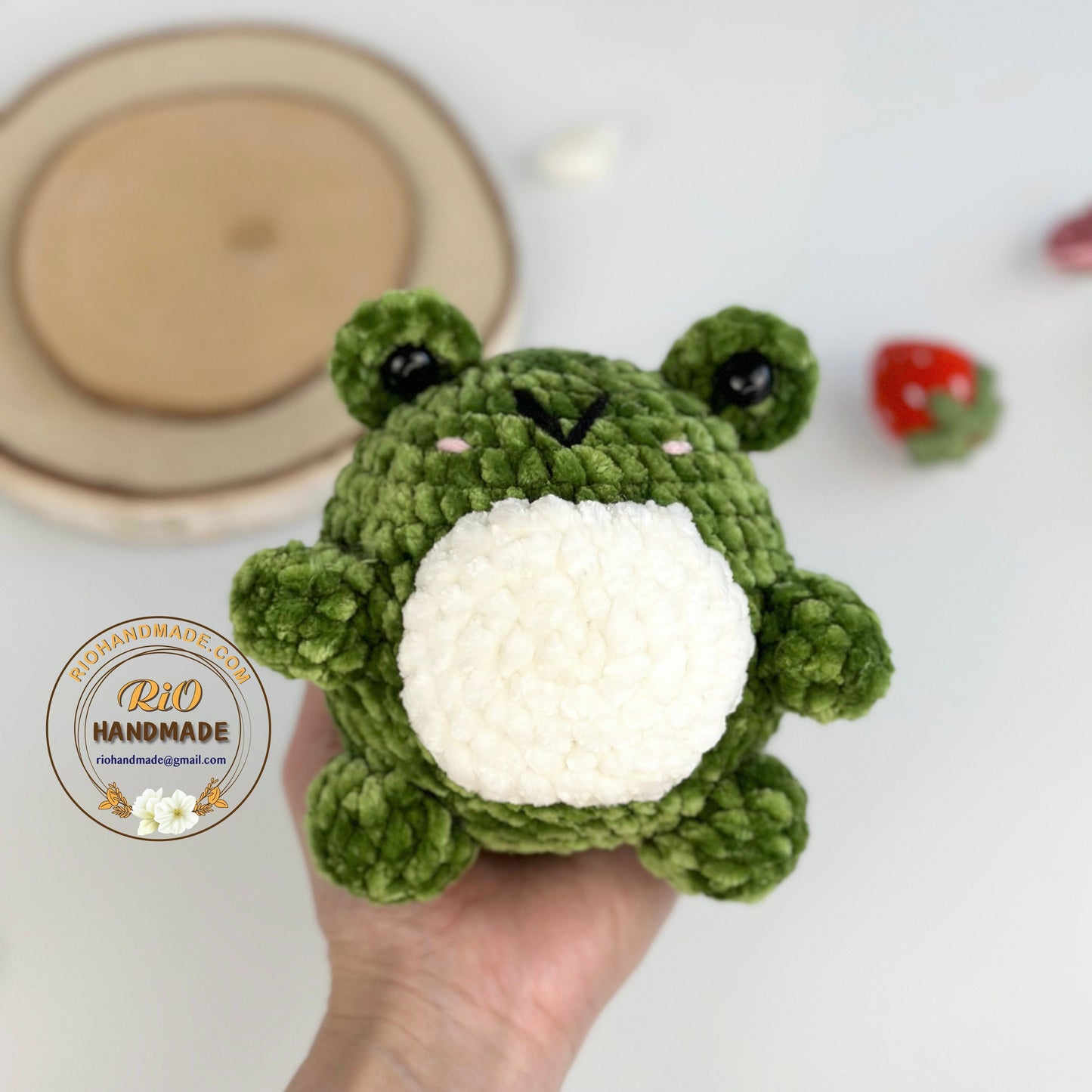 Ready To Ship, Rio Handmade Velvet Frog, Cute Frog Plushie Crochet, Amigurumi Frog, Soft Toy For Kid