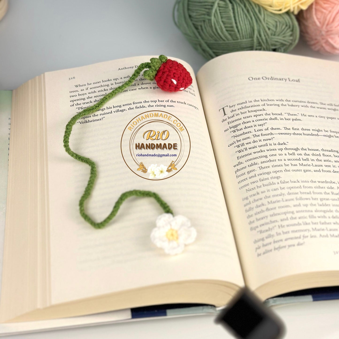 Ready To Ship, Rio Handmade Crochet Strawberry Bookmark, Gift For Teacher, Strawberry Bookmark
