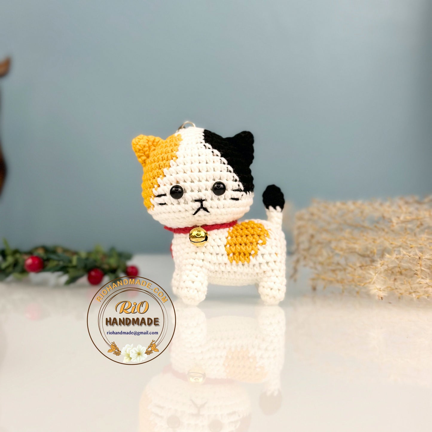 Ready To Ship, Handmade yarn cat crochet, amigurumi cute little cat, home decor, adult hobby, perfect idea for gifts, present