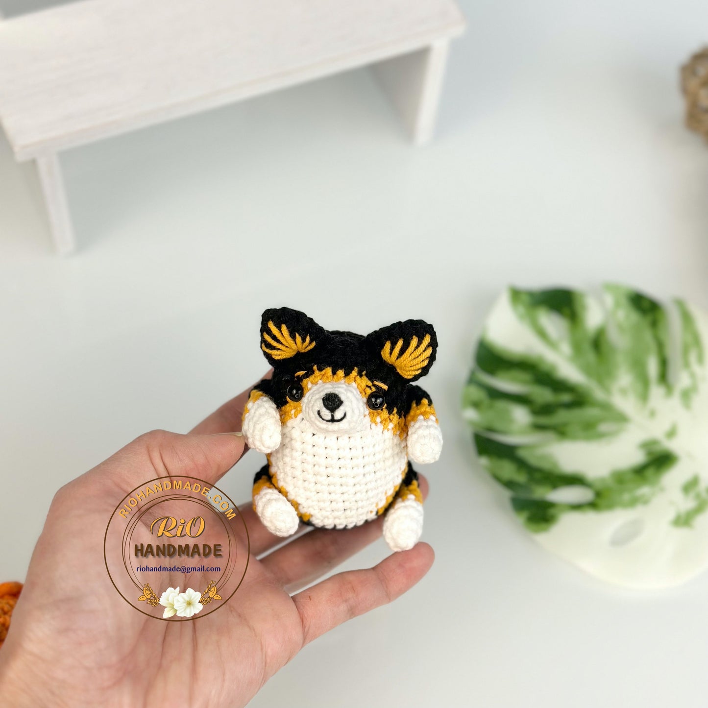Rio Handmade yarn cotton corgi crochet, amigurumi corgi, cute dog, cute dog keychain, home decor, Cute car mirror hanging, adult hobby