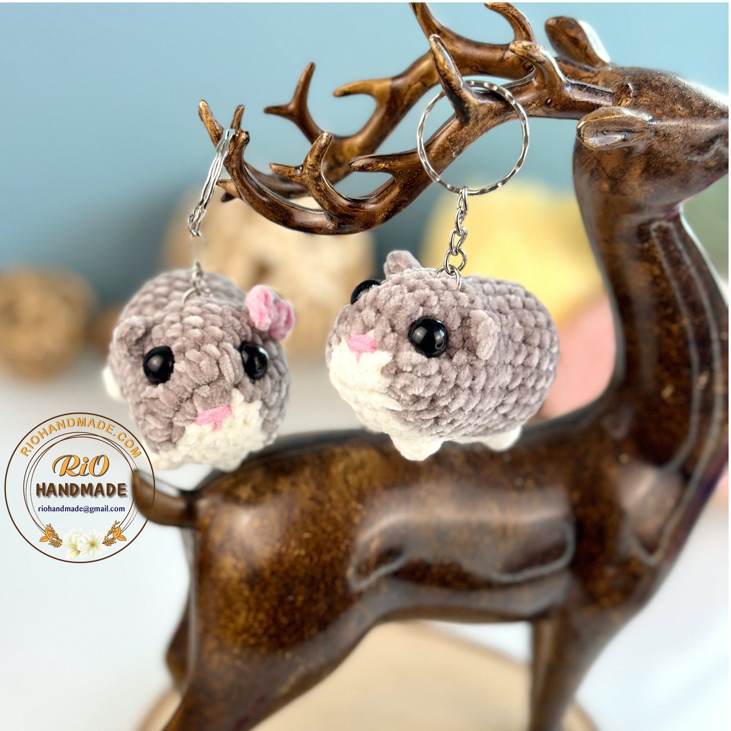 Ready To Ship, Rio Handmade Sad Hamster Meme, Crochet Sad Hamster keychain, Cute Gift, TikTok Sad Hamster, Car Rear View Mirror Hanging