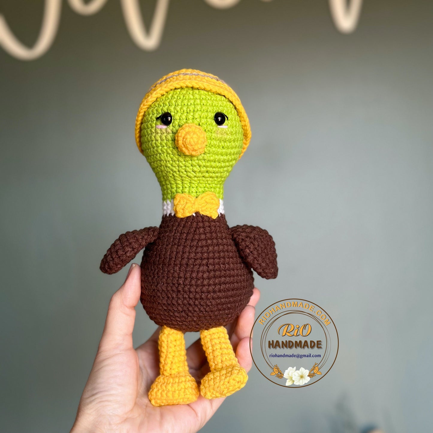 Ready To Ship, Rio Handmade, Cute Ducking Crochet, Duck Plushie, Crochet Mallard Duck, Toy For Baby, Kid