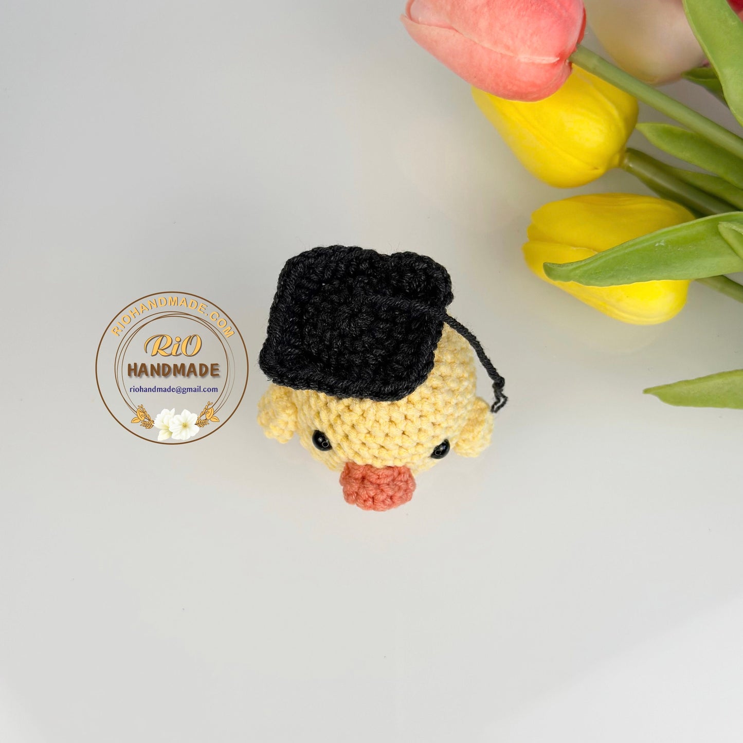 Handmade Duck With Graduation Cap, Crochet Duck, Cute Gift, Car Charm, Home Decor, Graduation Gift, Backpack Keychain
