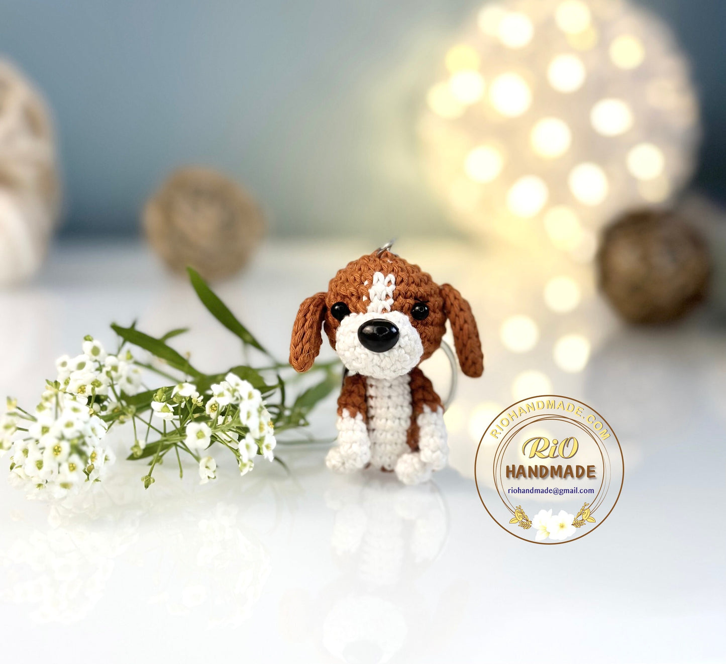 Rio Handmade yarn Beagle crochet, Amigurumi mini Beagle, Cute Beagle, Cute Dog, Home Decor, Crochet Keychain, Adult Hobby