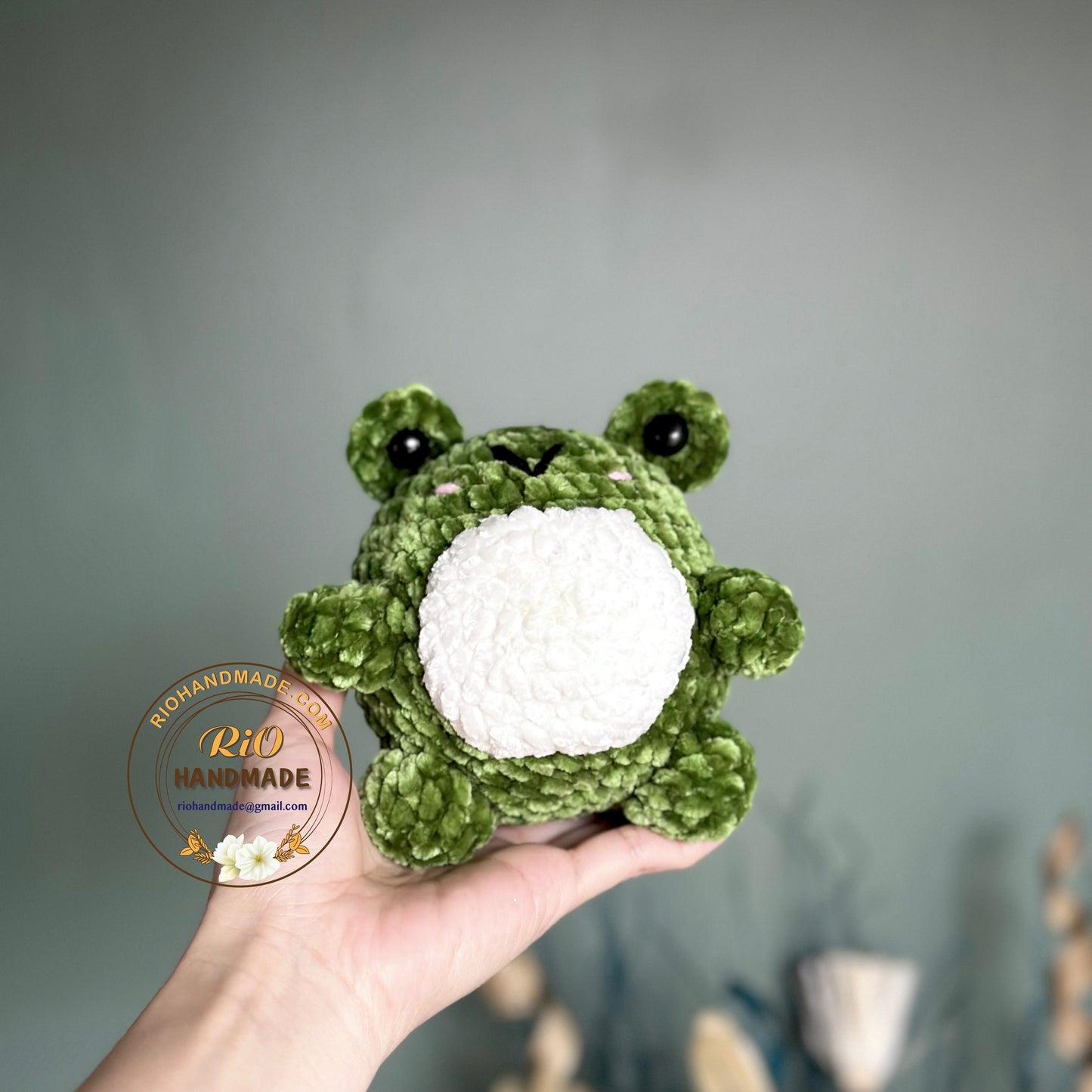 Ready To Ship, Rio Handmade Velvet Frog, Cute Frog Plushie Crochet, Amigurumi Frog, Soft Toy For Kid