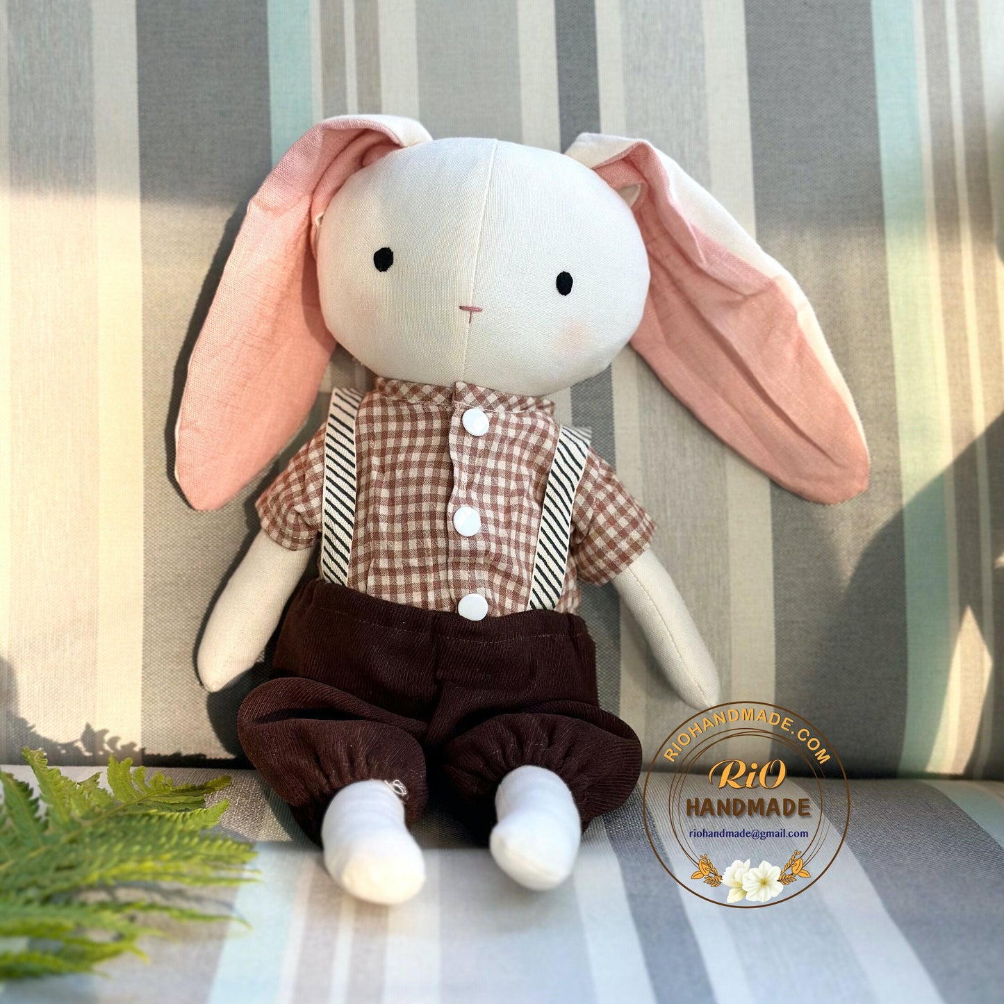 Ready To Ship, Rio Handmade Linen Bunny, Cute Present, Nursery Decor Stuffed, Linen Toy, Soft Toy For Baby, Toddler, Kid, Adult Hobby