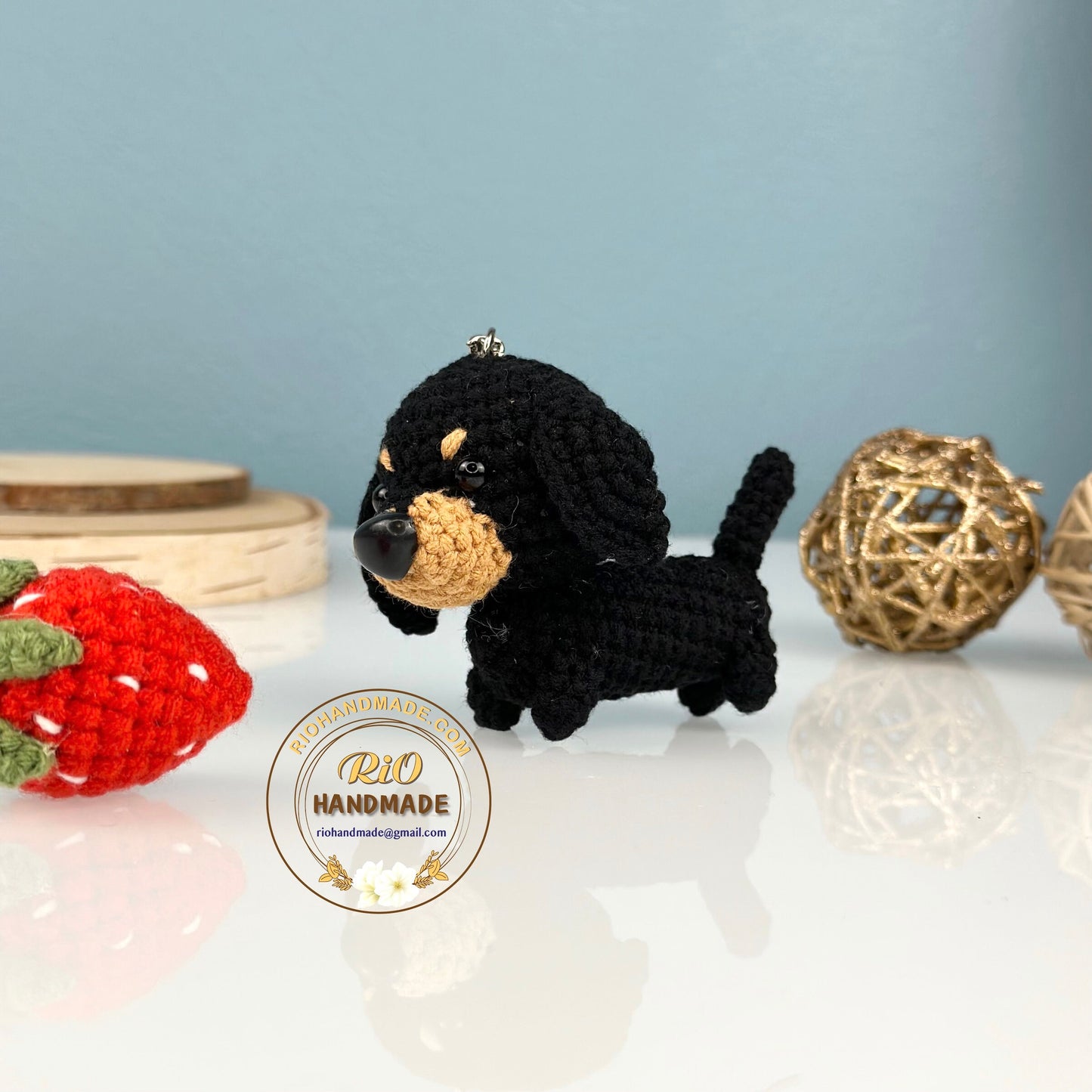 Rio Handmade yarn Dachshund crochet, amigurumi mini dachshund, cute dachshund, cute dog, home decor, crochet keychain, adult hobby