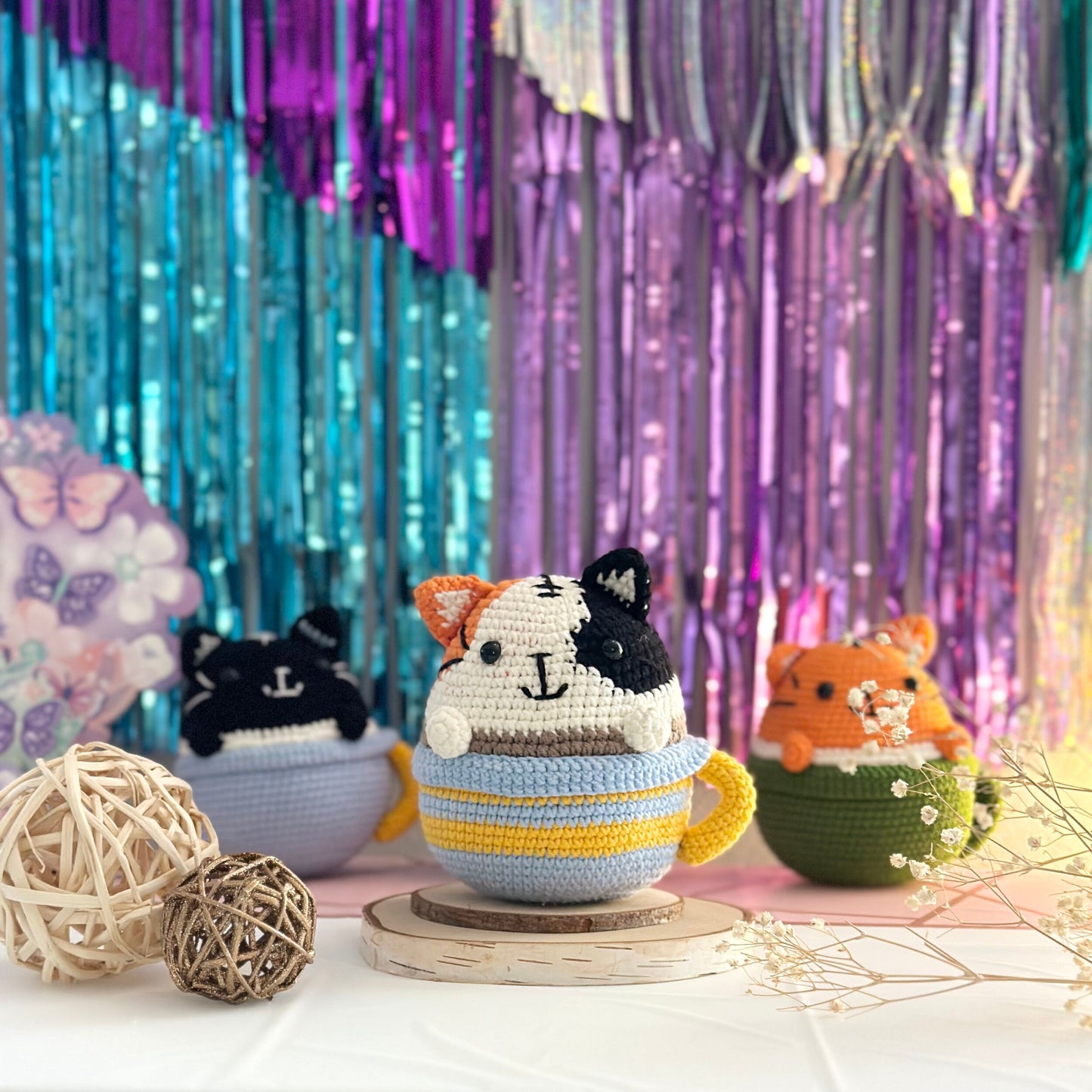 Handmade Kitten in the cup, crochet Kitten in the cup, amigurumi Kitten in the cup, soft toy for baby, toddler, kid, adult hobby