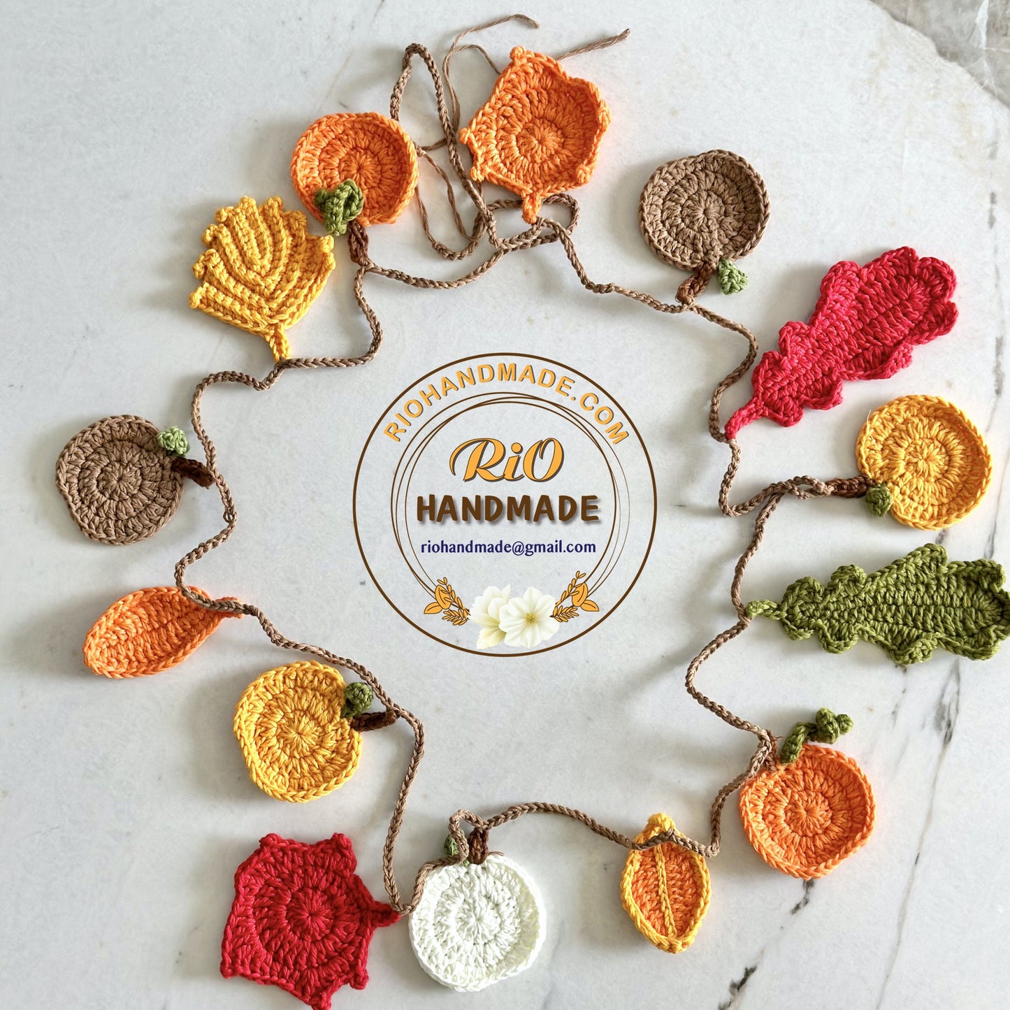 Rio Handmade Crochet Amigurumi Pumpkin Garland, Wall Hanging Pumpkin, Autumn Decor, Fall Garland, Fall Decoration