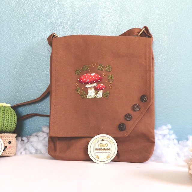 Hand Embroidered Linen Crossbody Bag, Linen Bag, Crossbody Bag