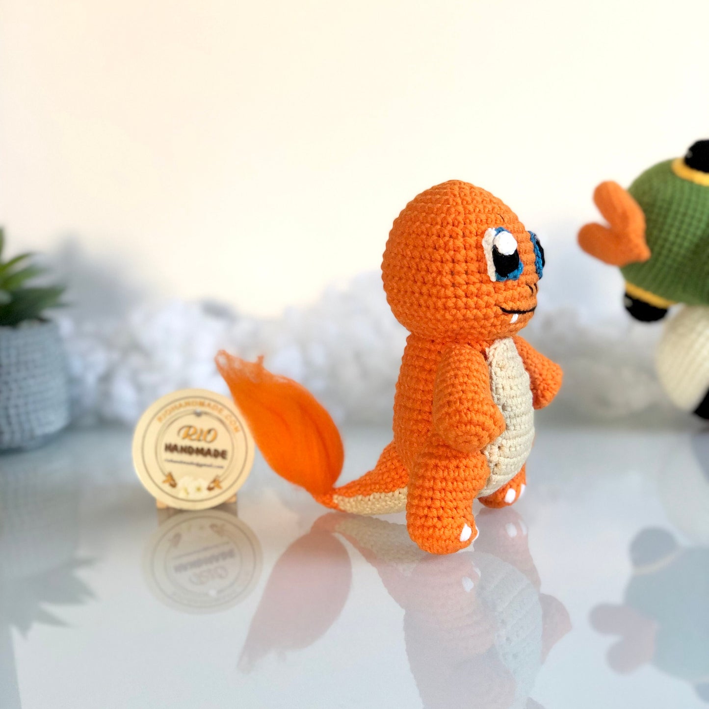 Handmade yarn cotton Charmander inspired crochet, amigurumi, toy for kid, toddler, kid, adult hobby,