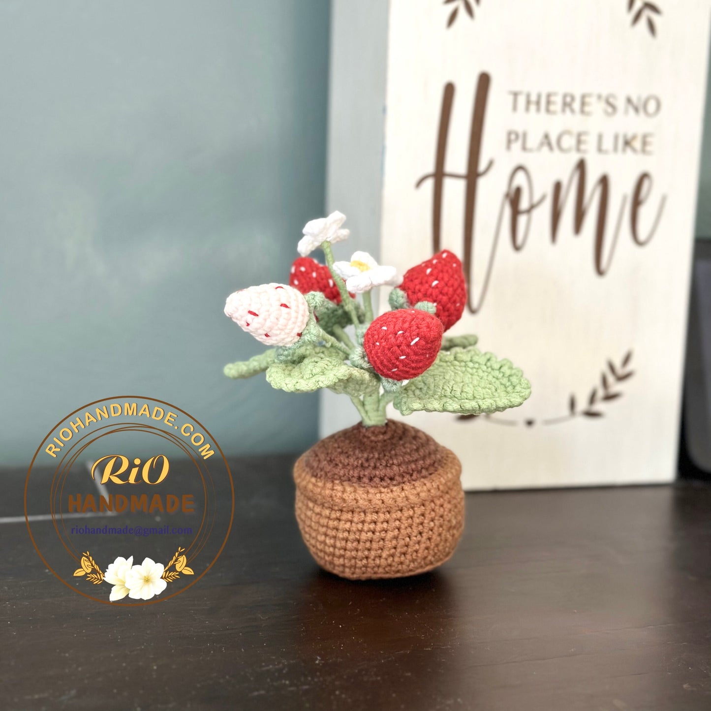Ready To Ship, Rio Handmade Strawberry Gift, Crochet Strawberry, Amigurumi Strawberry, Strawberry Decor, Potted Strawberry,Gift For Mom