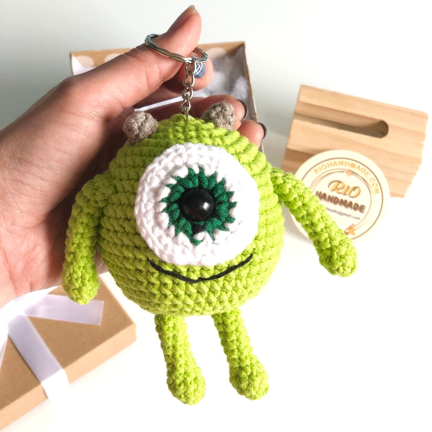 Handmade monster crochet keychain, amigurumi animal, plushie toy, cute gift