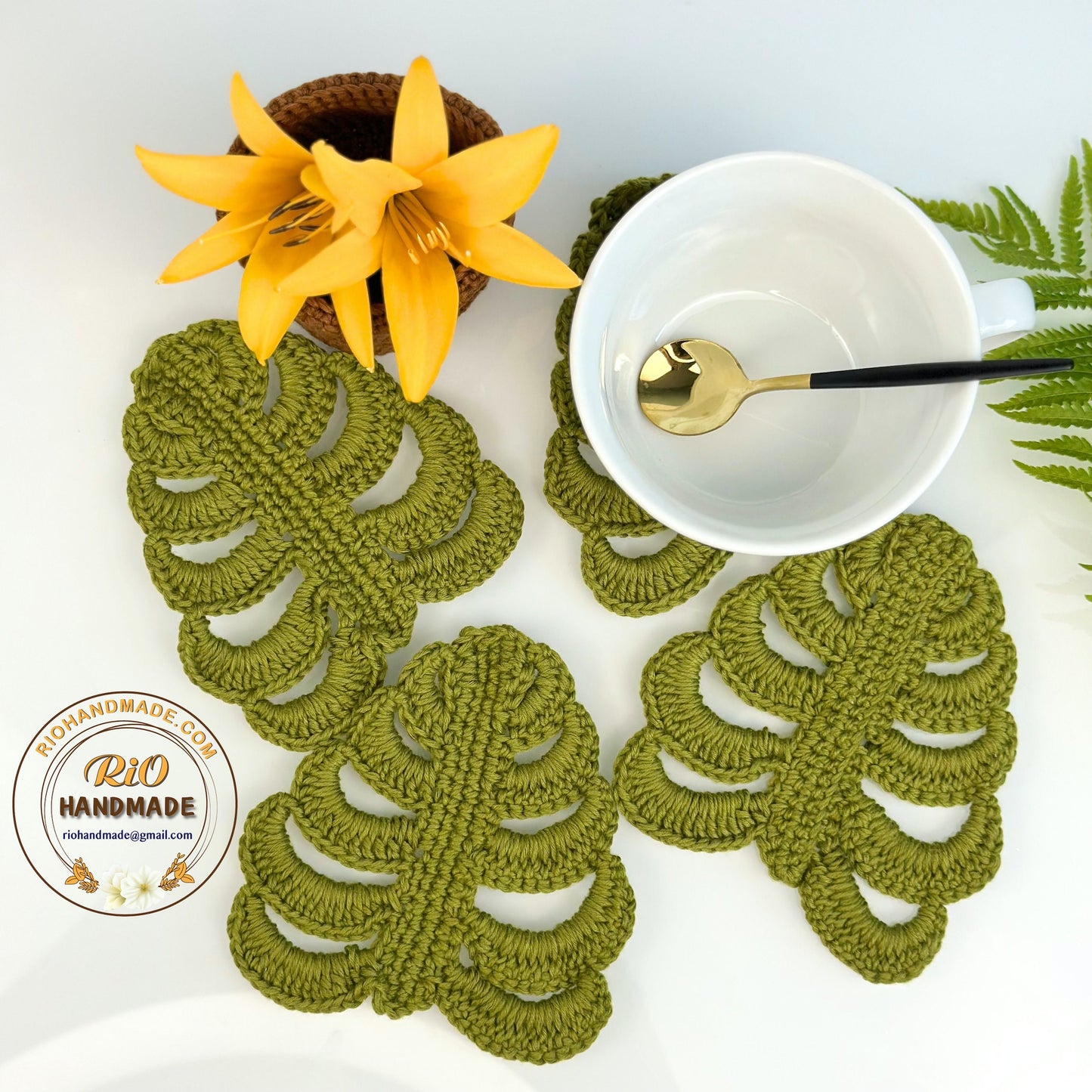 Crochet Monstera Leaf Coaster, Monstera Leaf Coaster Set, Housewarming Gift, Home Decor, Gift For Mom, Gift For Teacher,TikTok Viral