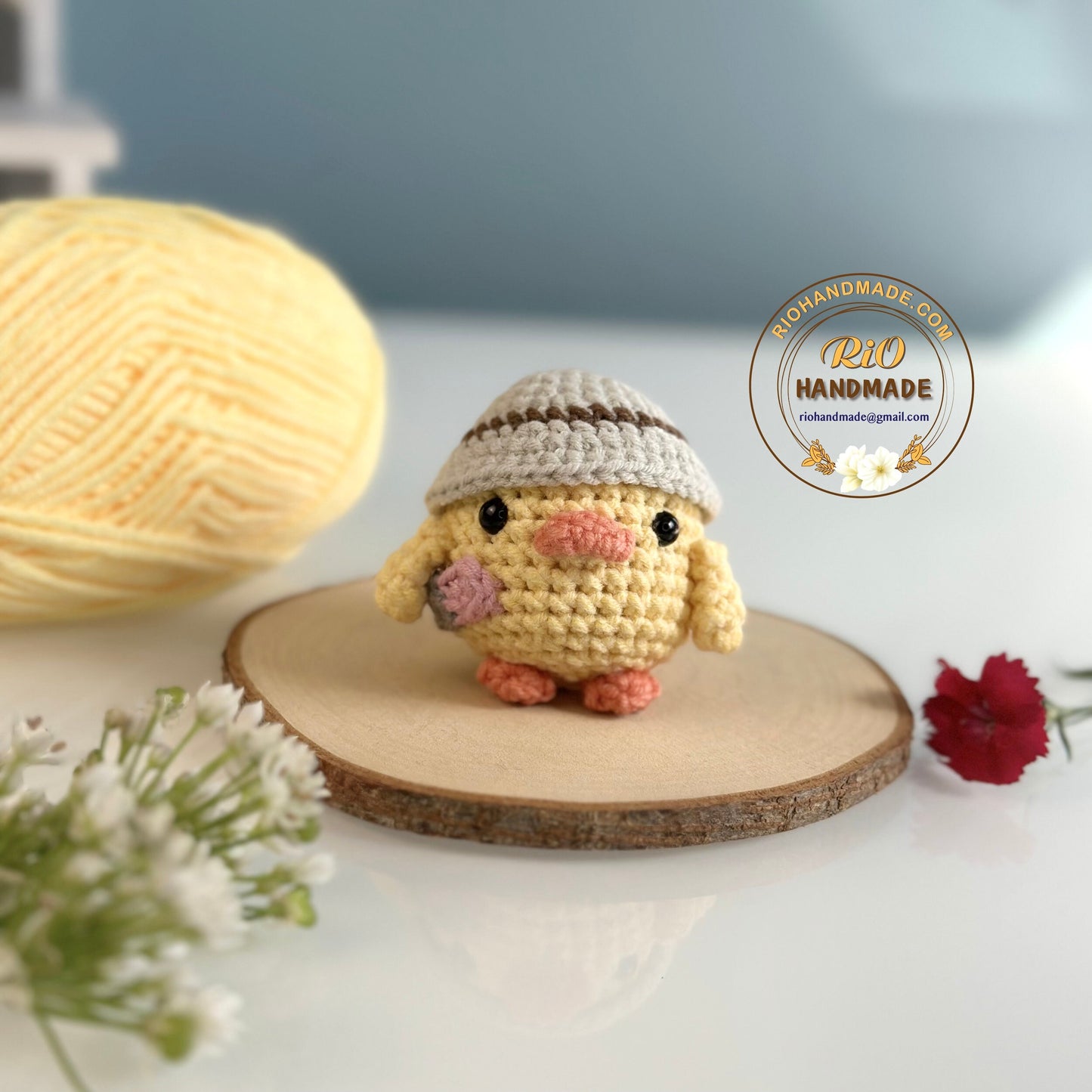 Ready To Ship, Rio Handmade duck with knife meme crochet keychain, car rear view mirror hanging, ducky meme, duck with frog hat, cute gift,