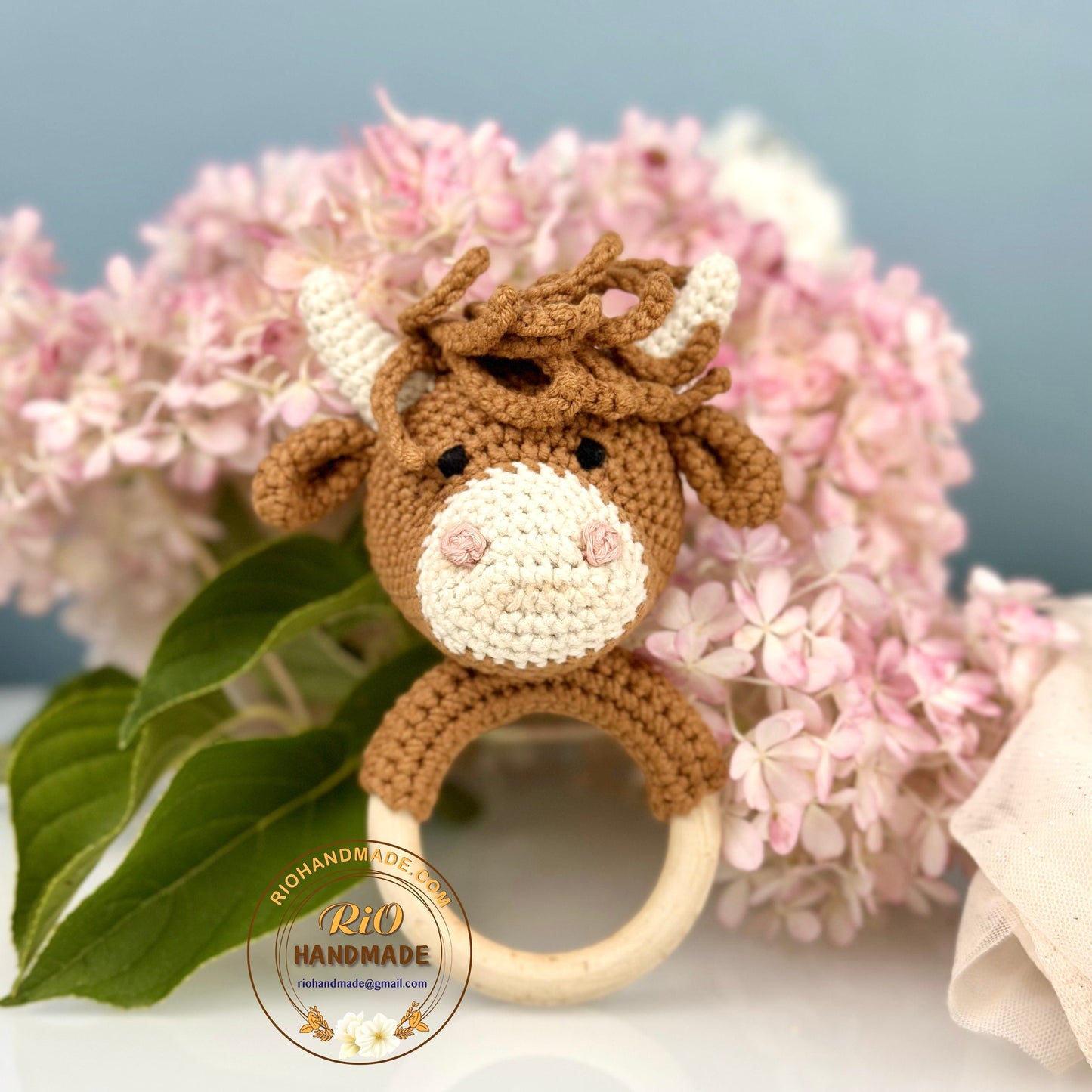 Personalized Baby Gift, Crochet Highland Rattle, Baby Crochet Rattle Gift, Baby Shower Gift, Toy Rattle With Name