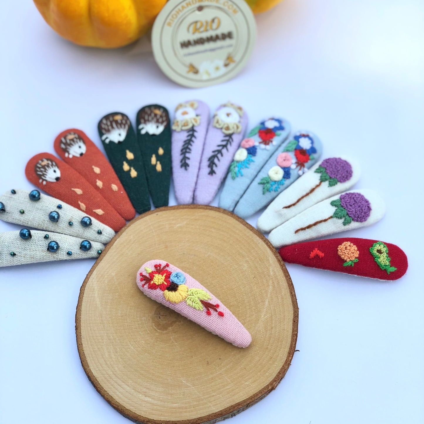 1 Pack Handmade Linen Embroidery Hair Clip, Christmas Collection