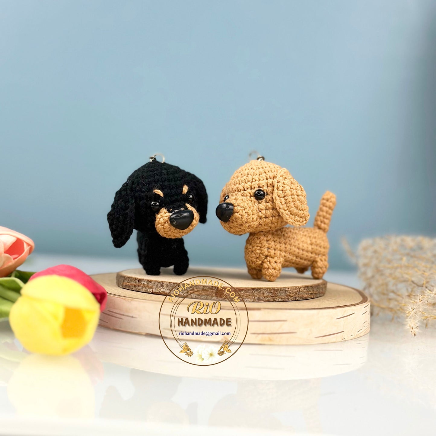 Rio Handmade yarn Dachshund crochet, amigurumi mini dachshund, cute dachshund, cute dog, home decor, crochet keychain, adult hobby
