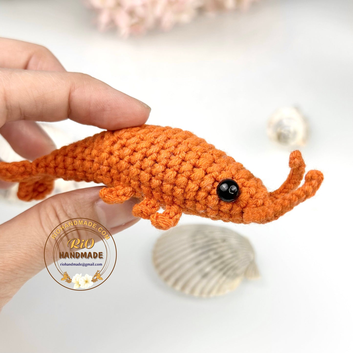 Rio Handmade keychain shrimp, shrimp keychain, crochet shrimp, cute gift
