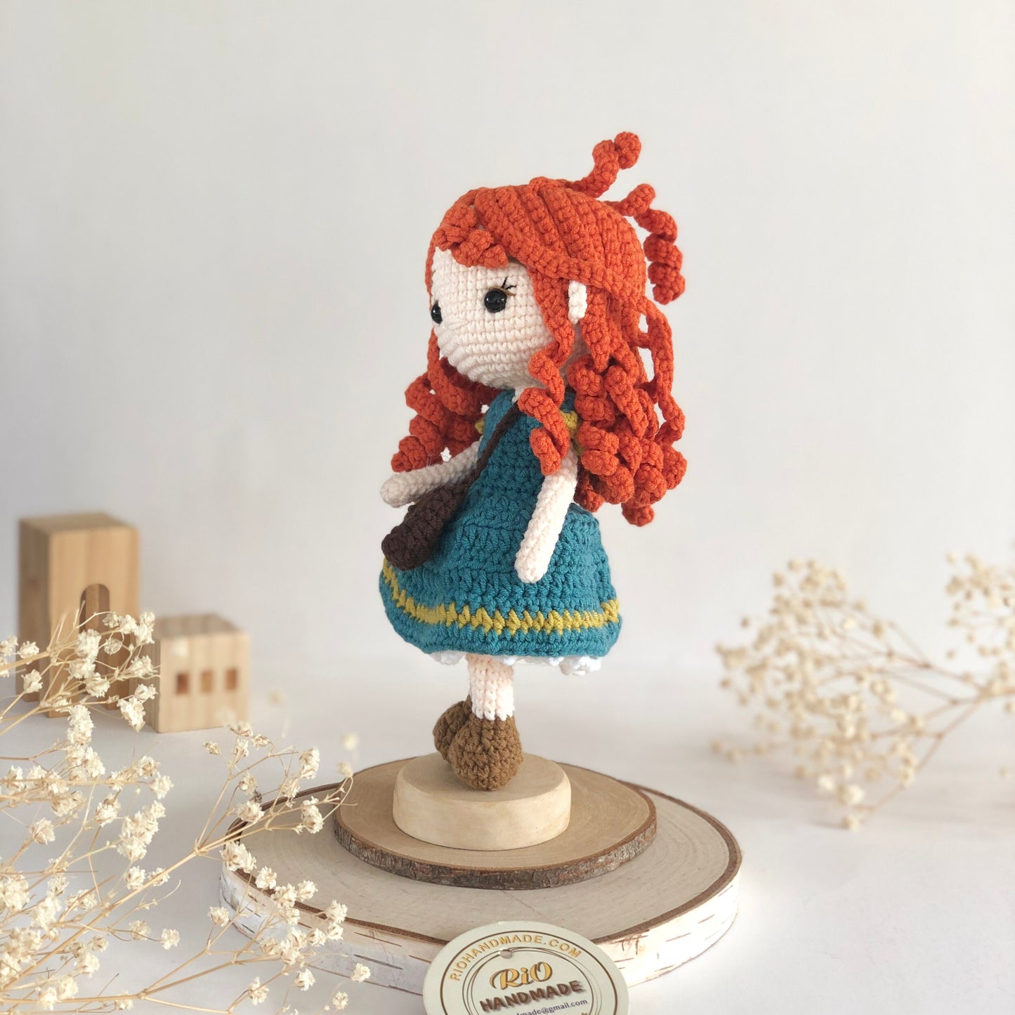 Handmade Princess Inspired Doll Crochet, Red Hair Princess Doll, Amigurumi princess doll, Soft Toy For Baby, Toddler, Kid, Adult Hobby