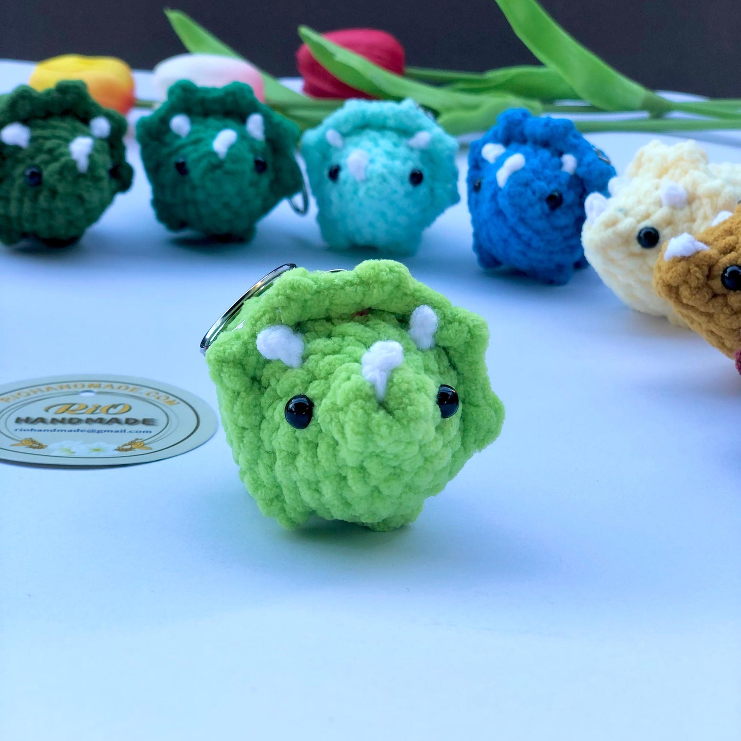 Handmade triceratops, crochet Dinosaur, amigurumi triceratops, plushie toy, gift, ornament, keychain, home decor