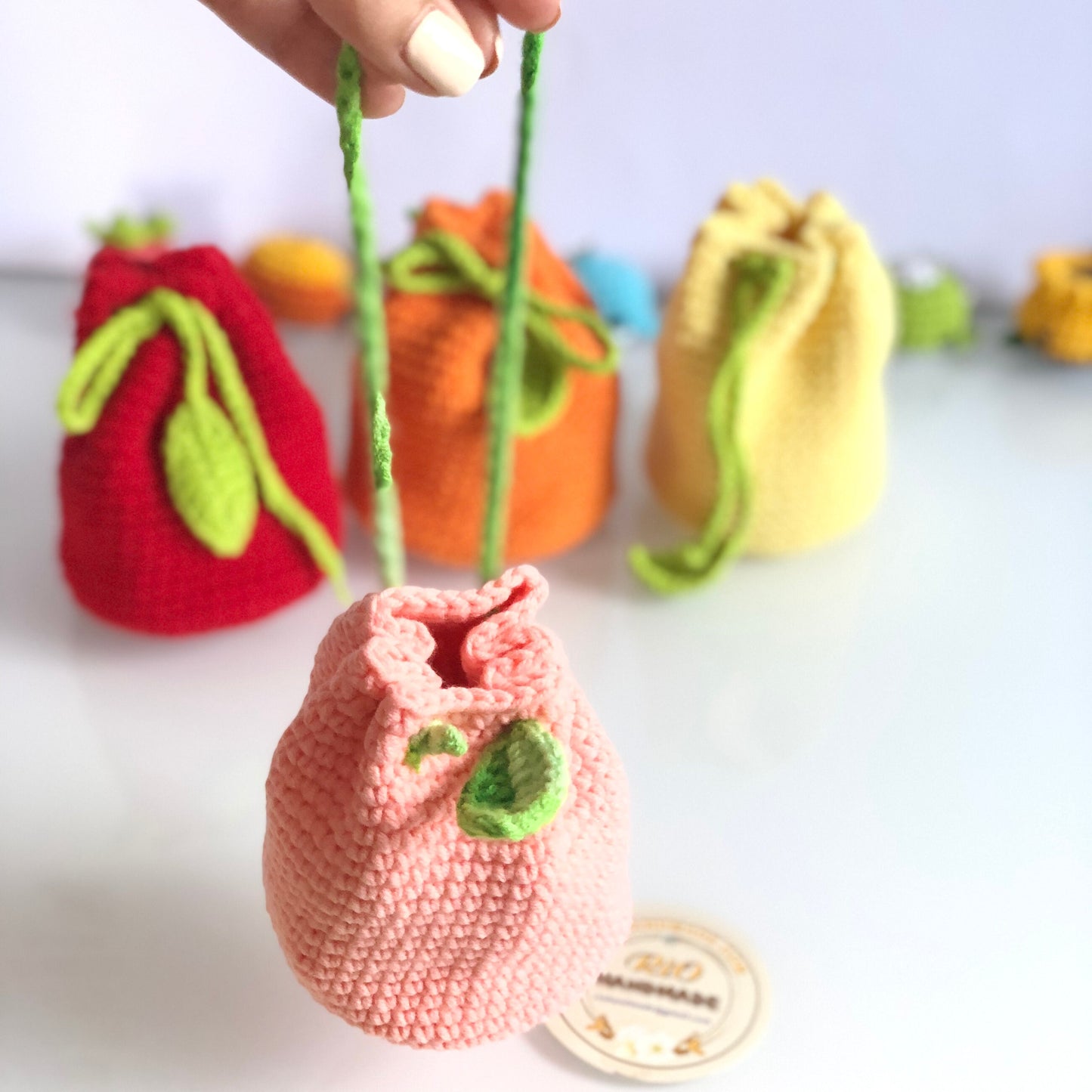 Rio Handmade Fruit Pouch, Crochet Fruit Pouch, Fruit Purse, Cute Small Coin Bag, Daily Pouch
