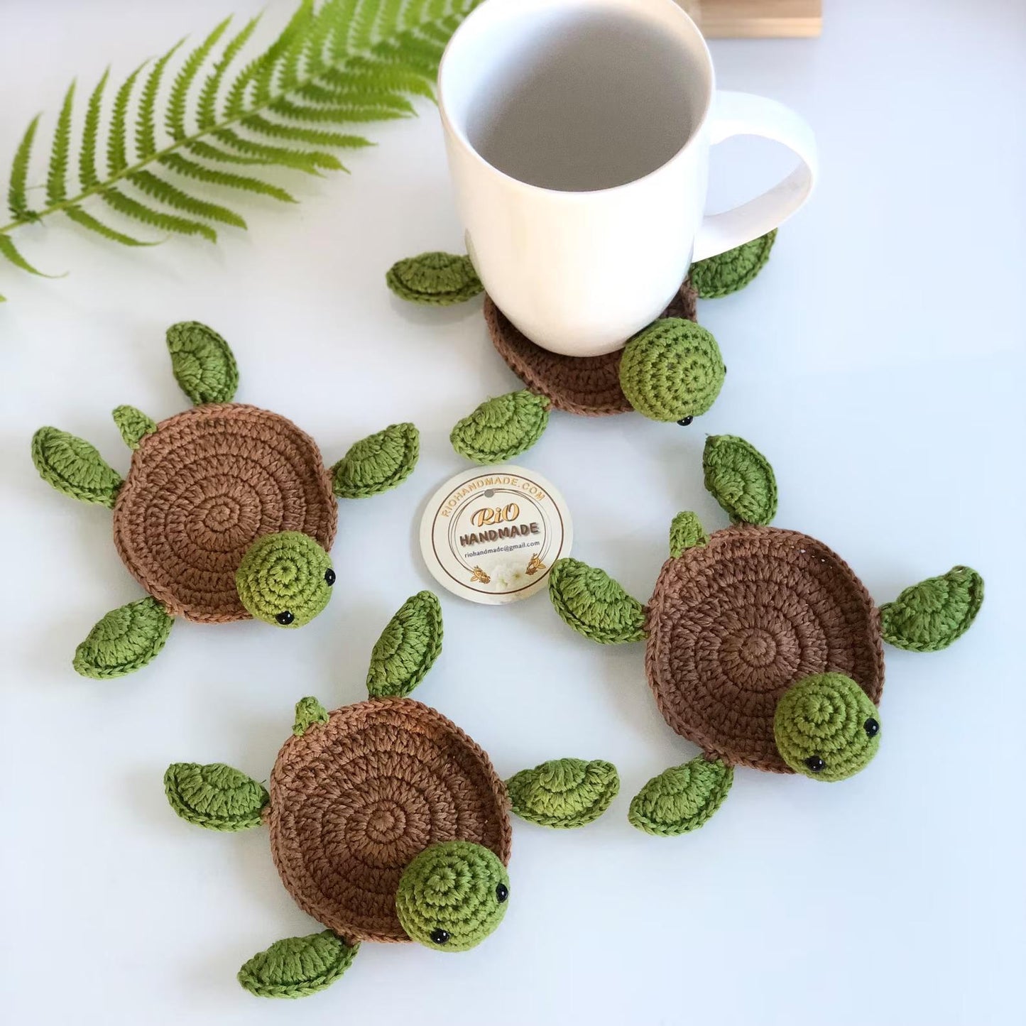 Ready To Ship, Rio Handmade Crochet Coaster, Crochet Turtle Coaster, Mug Rug, Housewarming Gift, Home Decor, Gift For Teacher