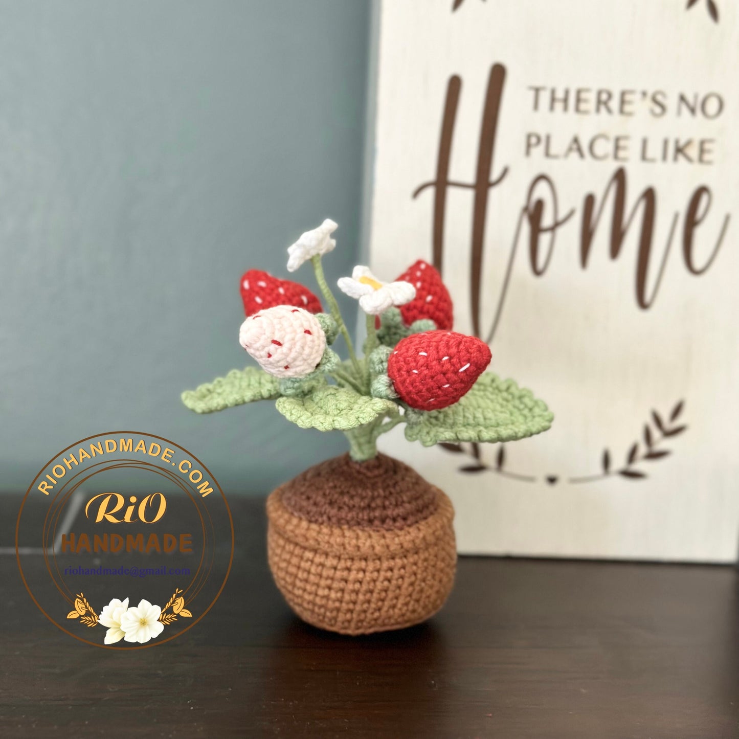 Ready To Ship, Rio Handmade Strawberry Gift, Crochet Strawberry, Amigurumi Strawberry, Strawberry Decor, Potted Strawberry,Gift For Mom