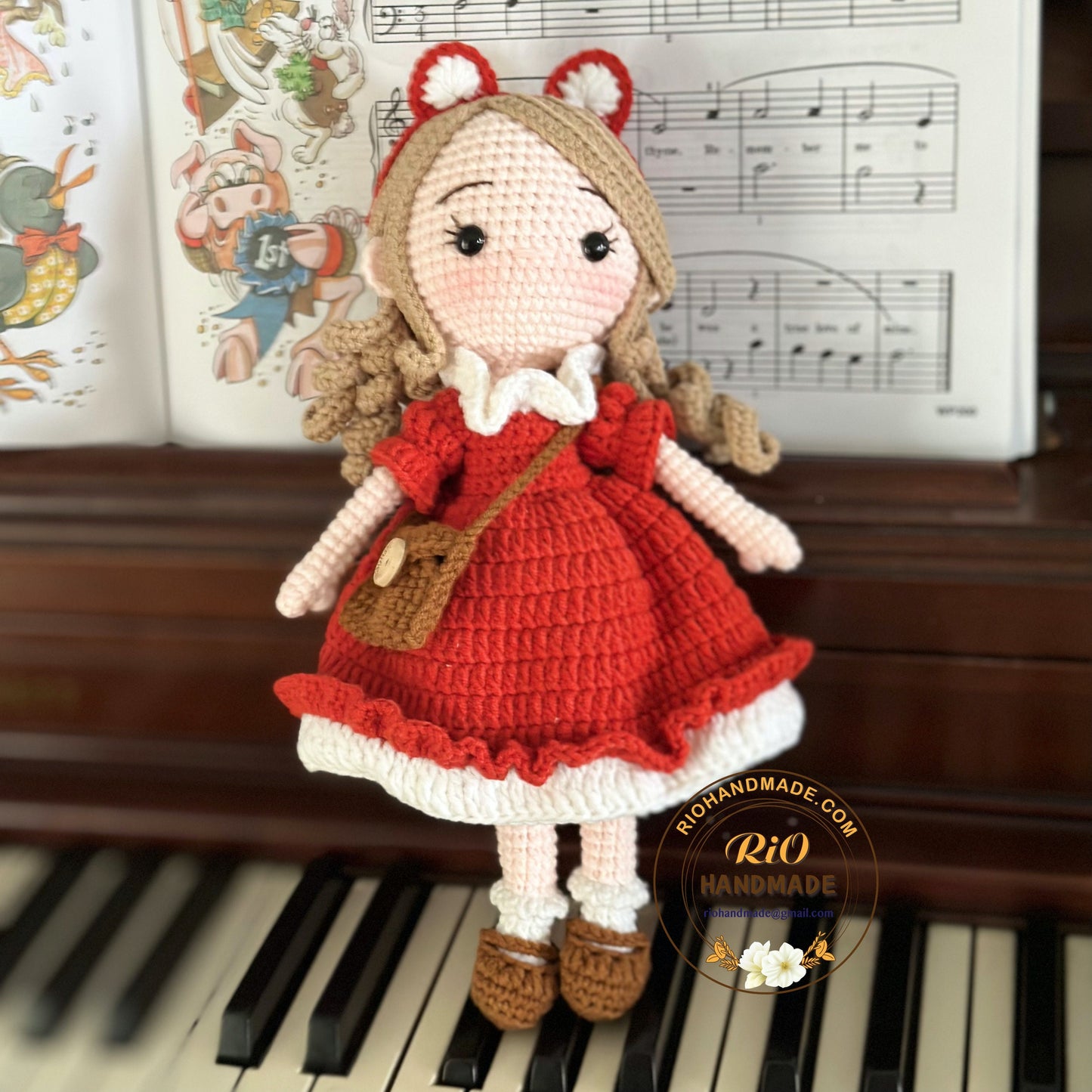 Handmade yarn cotton doll crochet, amigurumi doll, cute gift, soft toy for toddler, kid, adult hobby