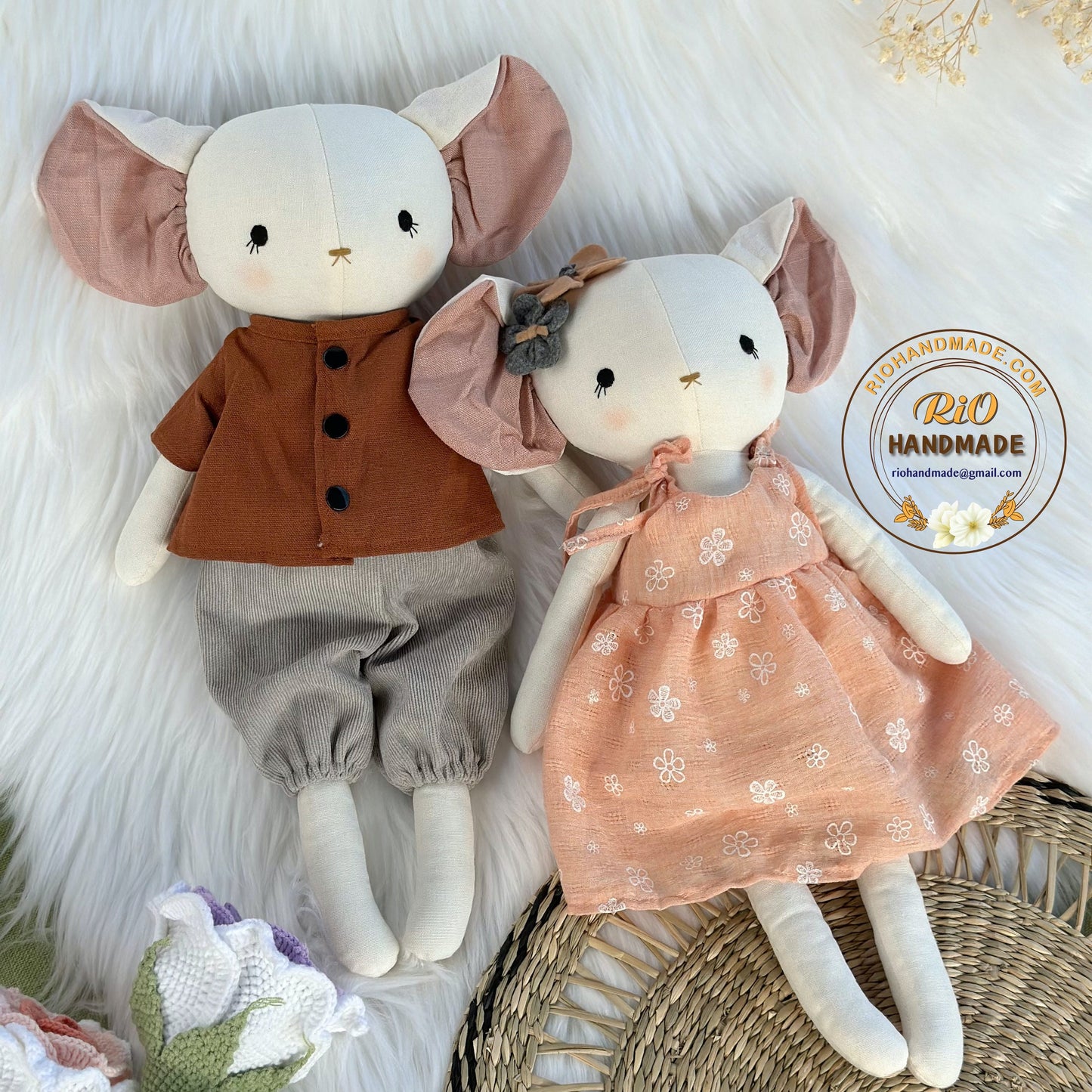 Ready To Ship, Rio Handmade Linen Mouse Toy, Nursery Decor Stuffed, Linen Baby Toy, Stuffed Mouse Toy For Toddler, Kid, Adult Hobby
