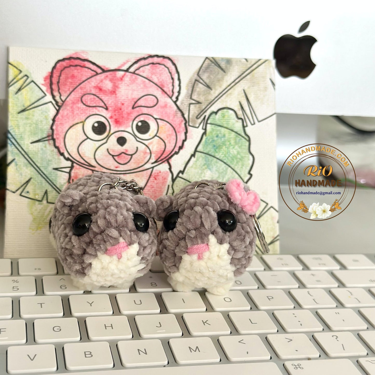 Ready To Ship, Rio Handmade Sad Hamster Meme, Crochet Sad Hamster keychain, Cute Gift, TikTok Sad Hamster, Car Rear View Mirror Hanging
