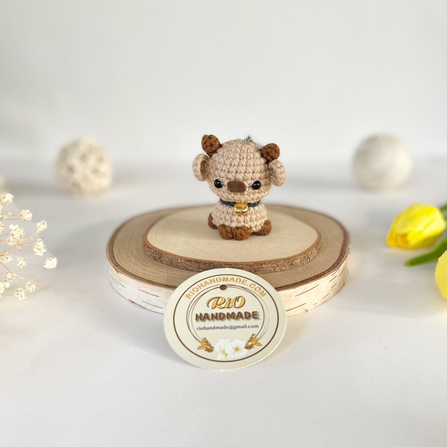 Rio Handmade, cow keychain, plushie toy, cute gift