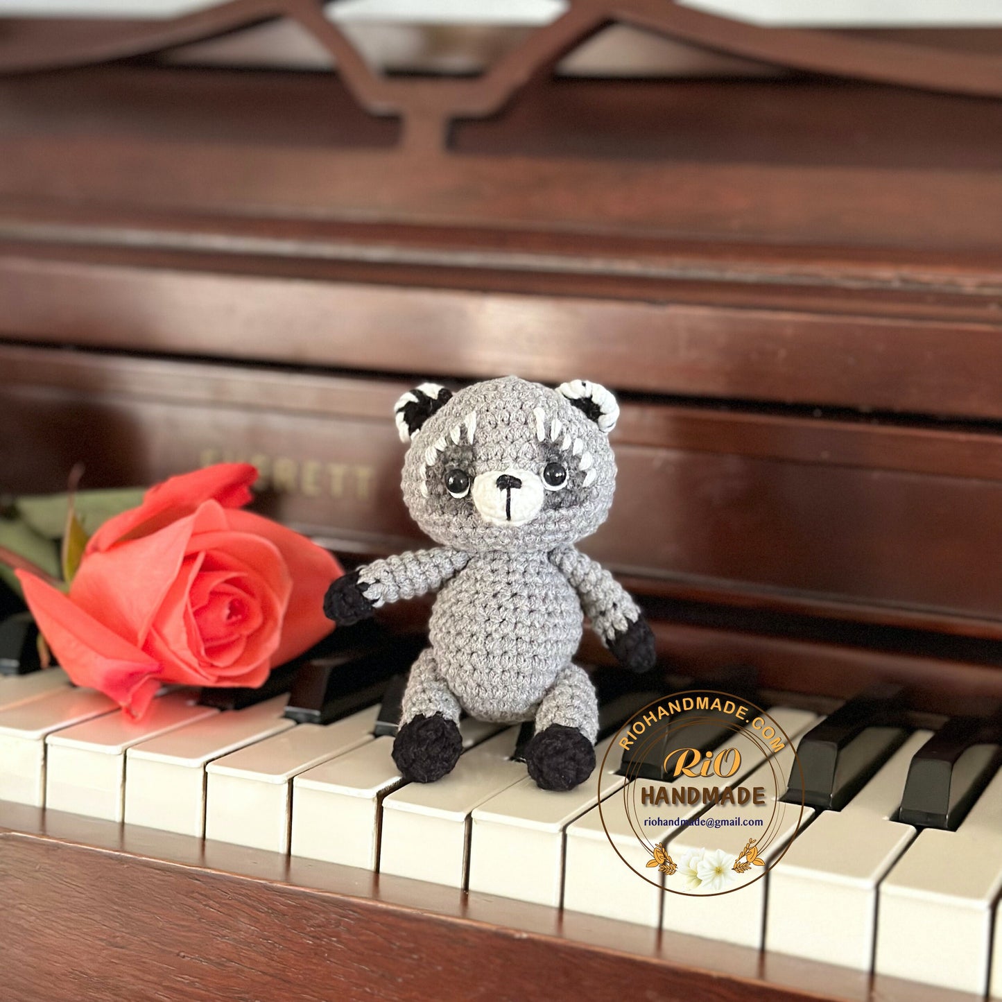 Handmade raccoon crochet, amigurumi raccoon, cute toy for kid, birthday gift, home decor, car hanging accessory, adult hobby