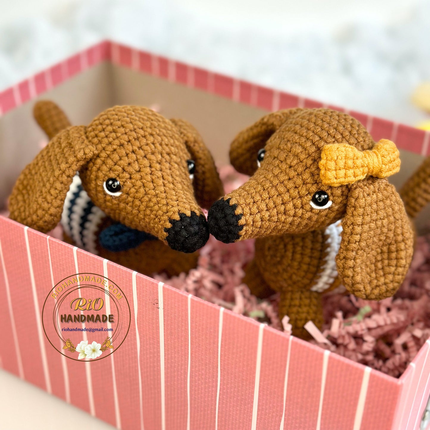 Handmade Dachshund Dog crochet, amigurumi Dachshund plush,home decor, toy for kid, perfect idea for gifts, present, craft doll