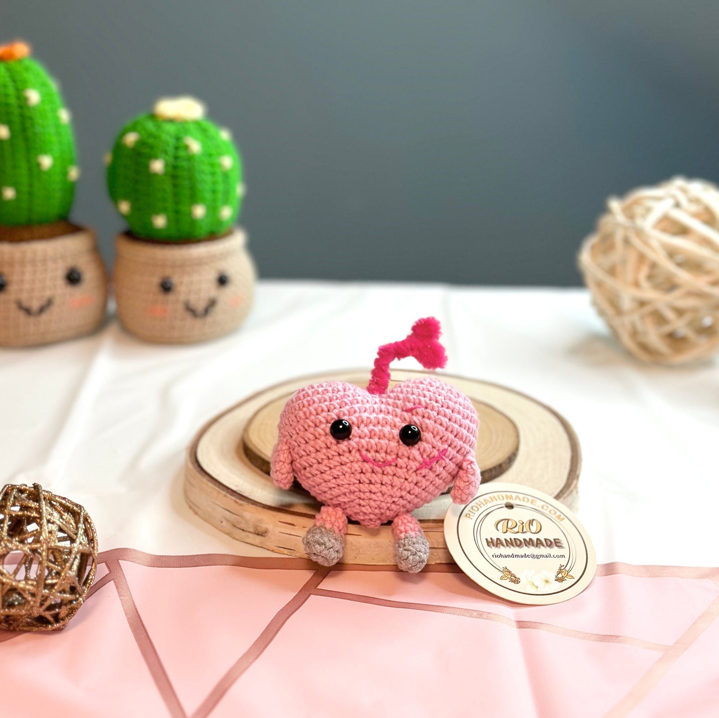 Ready To Ship, Handmade Heart Inspired Crochet Keychain, Amigurumi Heart, Cute Gift, Car Charm