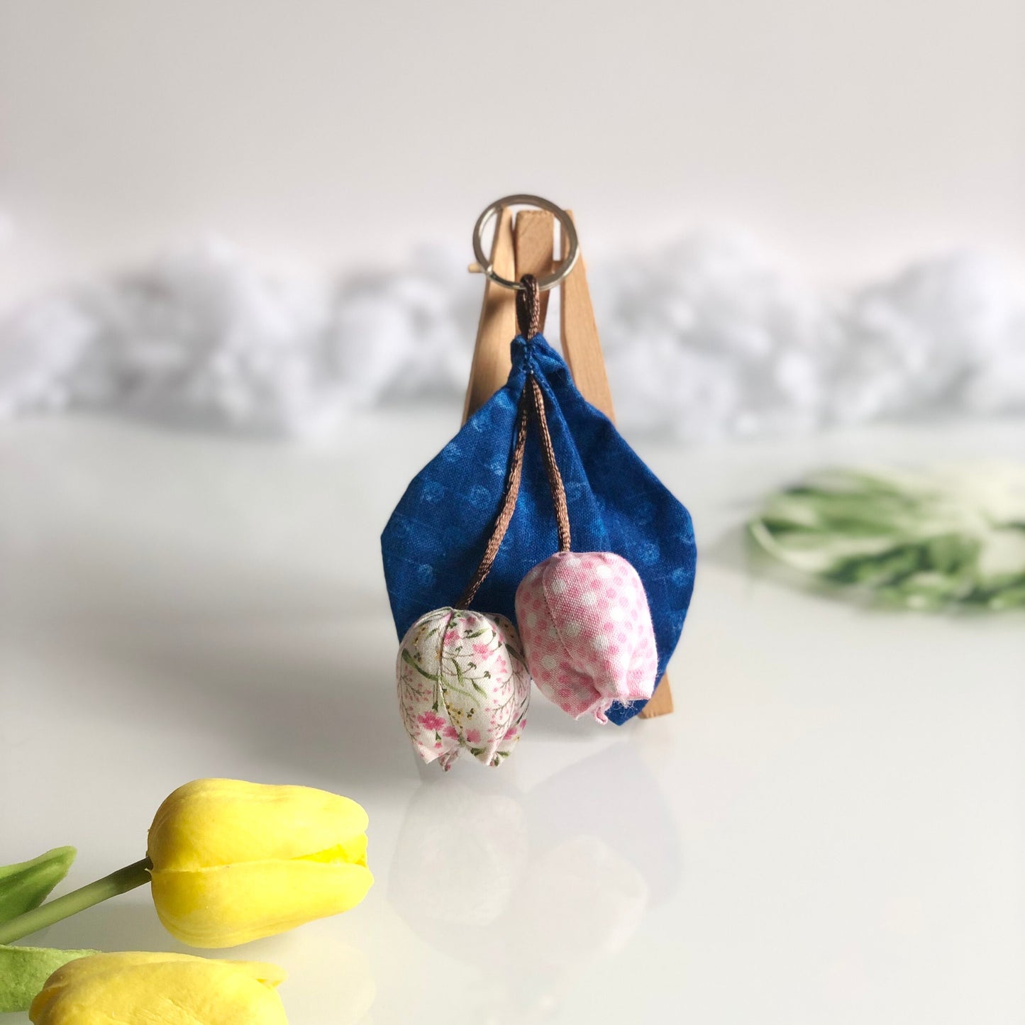 Handmade Tulip Keychain, Fabric Keychain, Keychain For Women, Gift For Her, RANDOM ONLY