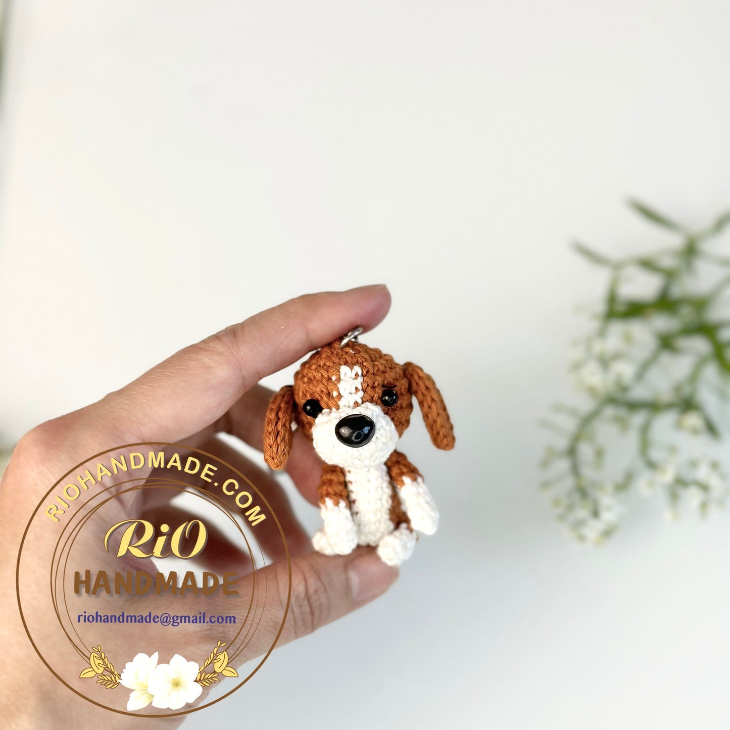Rio Handmade yarn Beagle crochet, Amigurumi mini Beagle, Cute Beagle, Cute Dog, Home Decor, Crochet Keychain, Adult Hobby