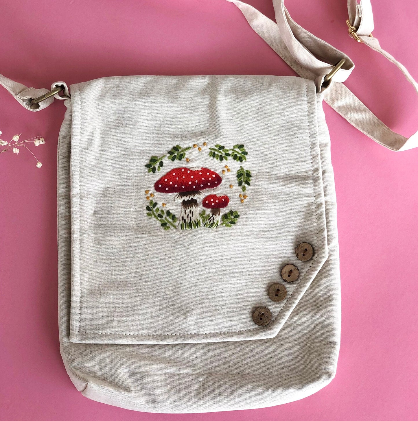 Hand Embroidered Linen Crossbody Bag, Linen Bag, Crossbody Bag