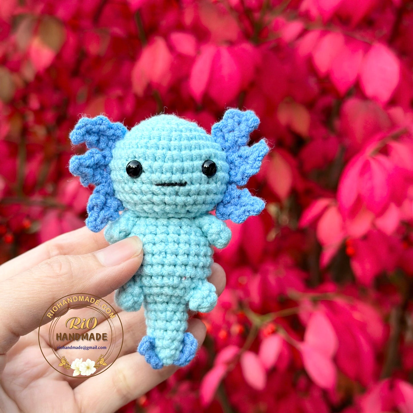 Handmade Axolotl, crochet Axolotl, amigurumi Axolotl keychain, plushie toy, cute gift, ornament, car rear view hanging