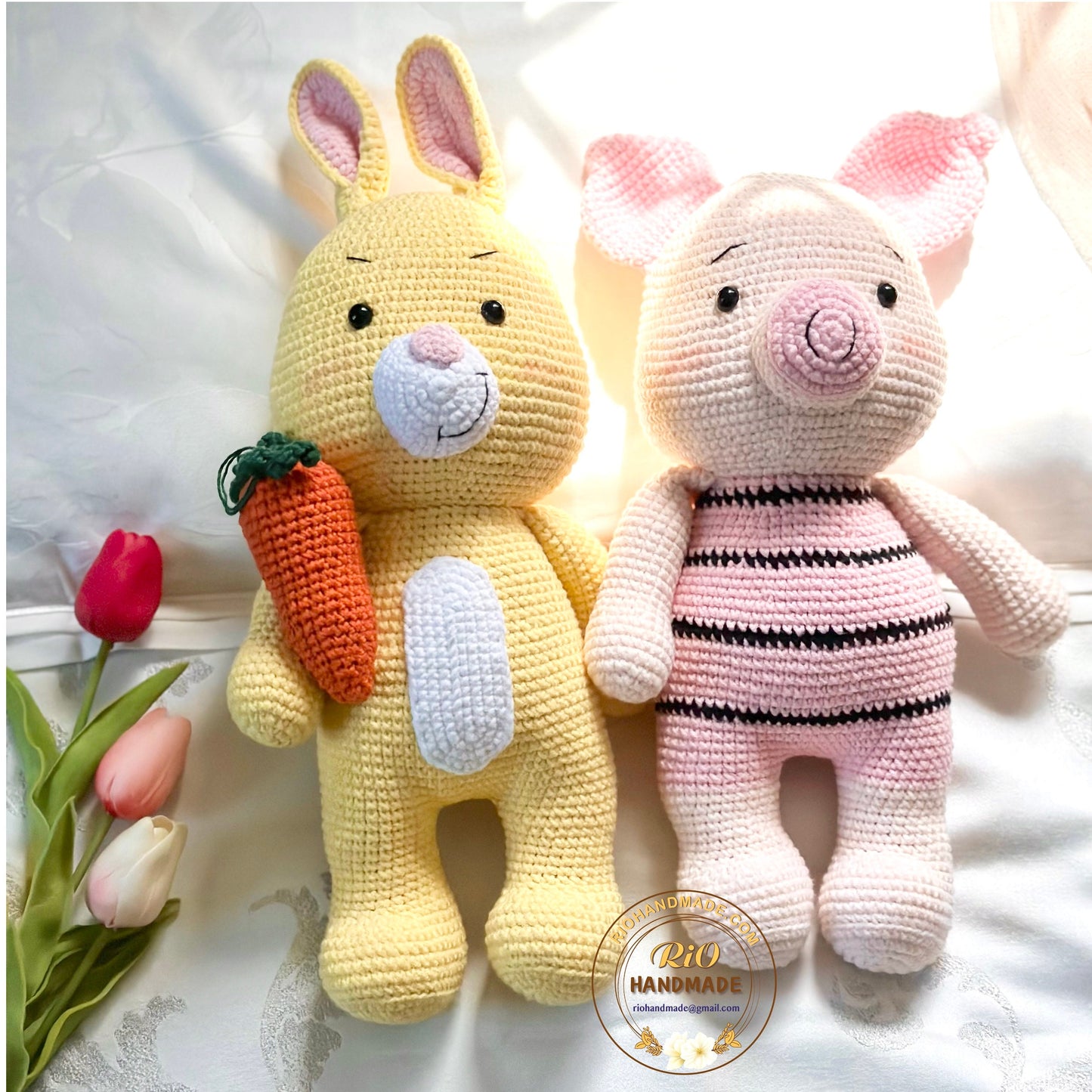 Handmade cotton yarn Bear and friends inspired crochet, amigurumi stuffed, cute, toy for kid, adult hobby,