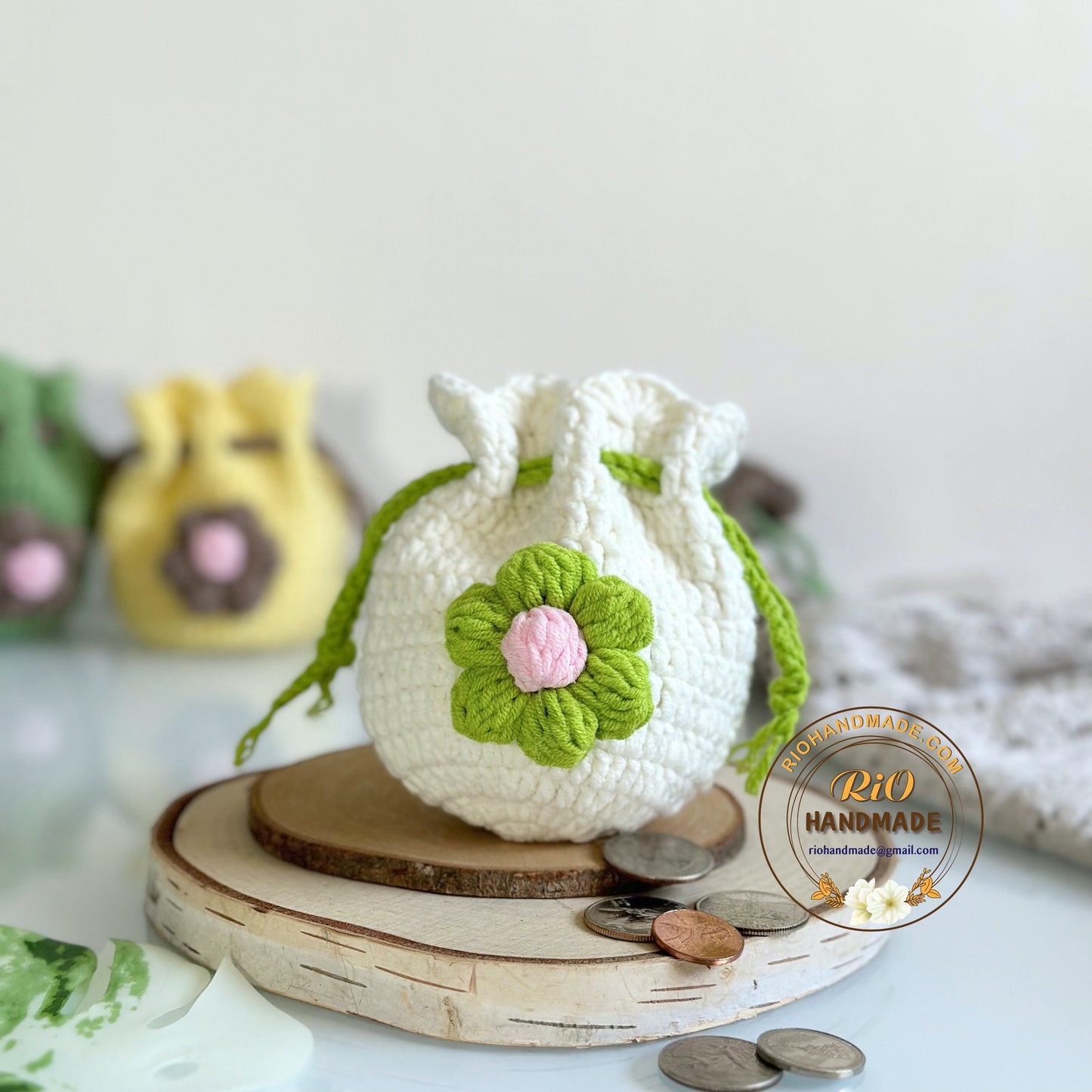 Rio Handmade Flower Pouch, Crochet Flower Pouch, Flower Purse, Cute Mini Coin Bag, Daily Pouch